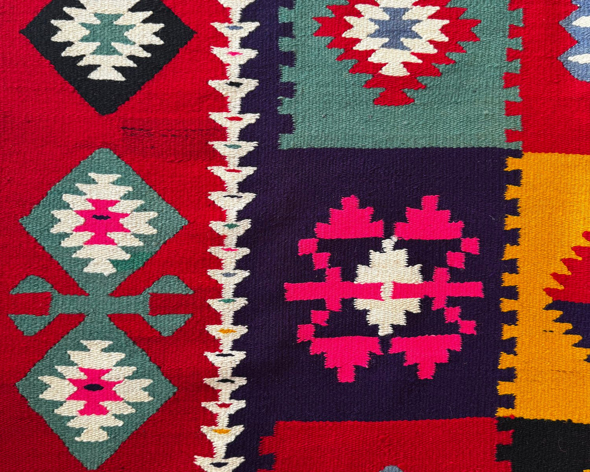 Old Geometric Romanian Kilim Runner, 345x147 cm, view 11