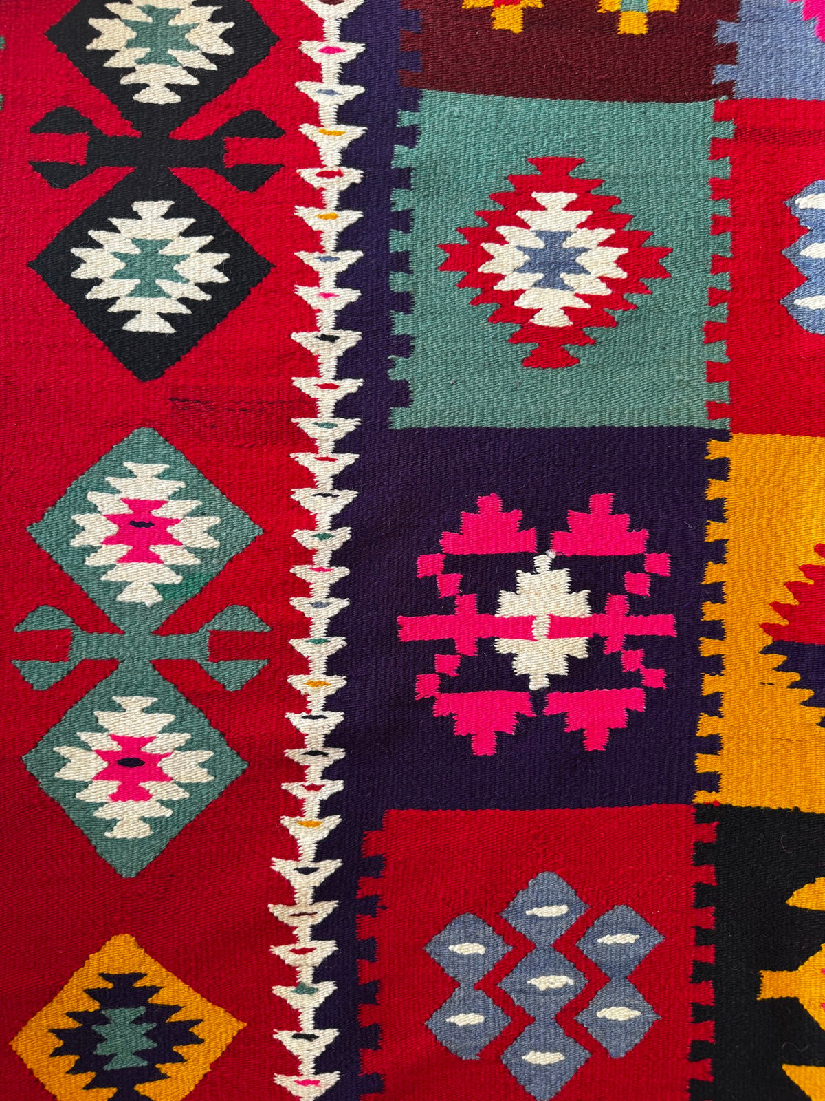 Old Geometric Romanian Kilim Runner, 345x147 cm, view 11