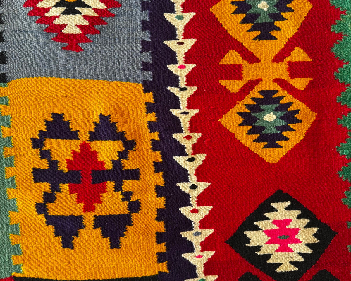 Old Geometric Romanian Kilim Runner, 345x147 cm, view 12