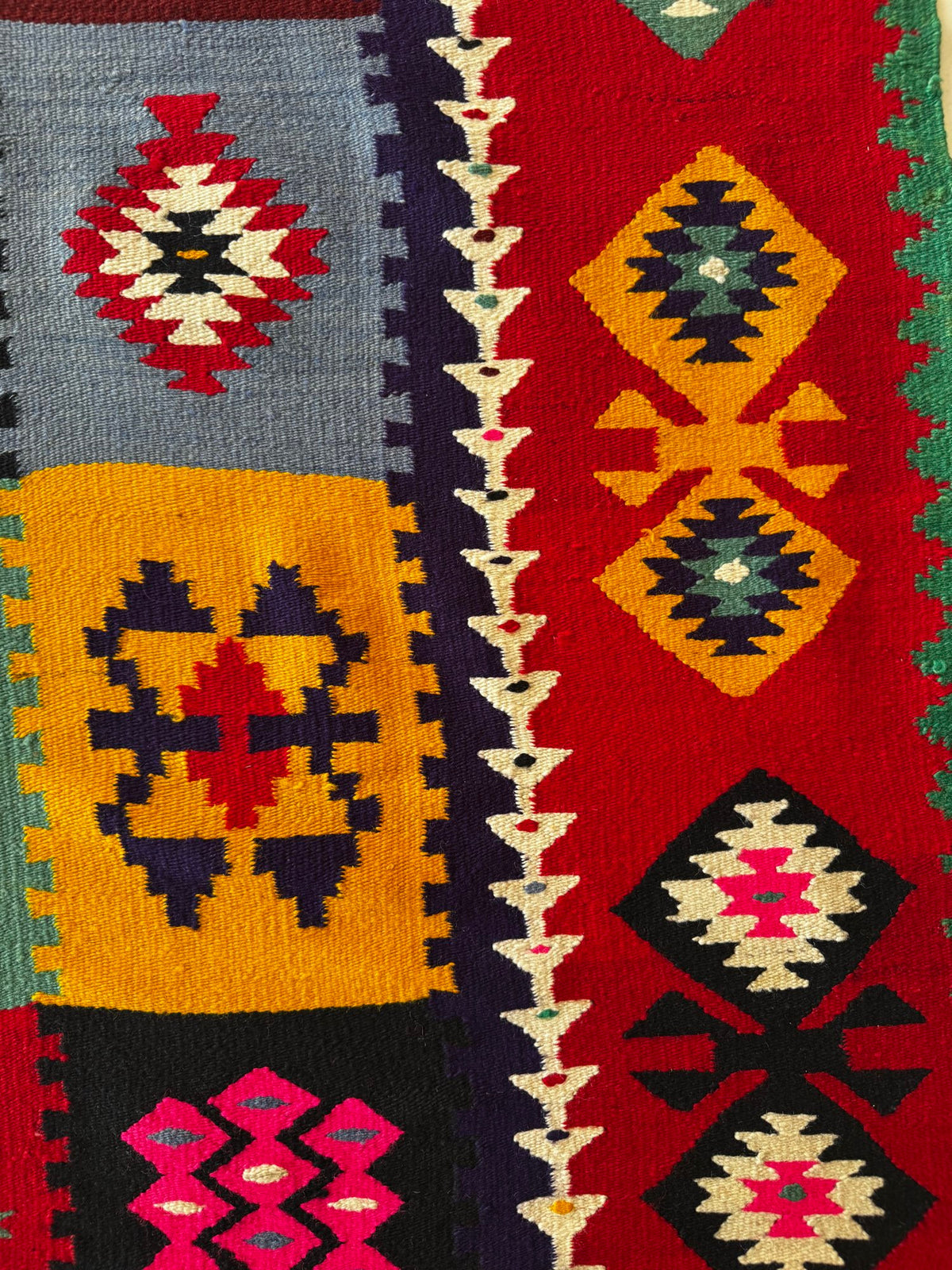 Old Geometric Romanian Kilim Runner, 345x147 cm, view 12