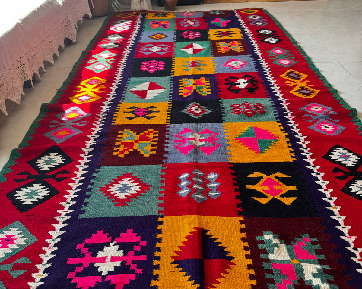 Old Geometric Romanian Kilim Runner, 345x147 cm, view 13