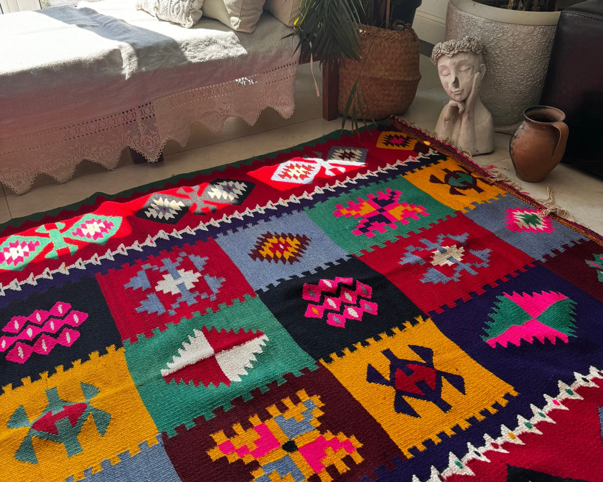 Old Geometric Romanian Kilim Runner, 345x147 cm, view 15