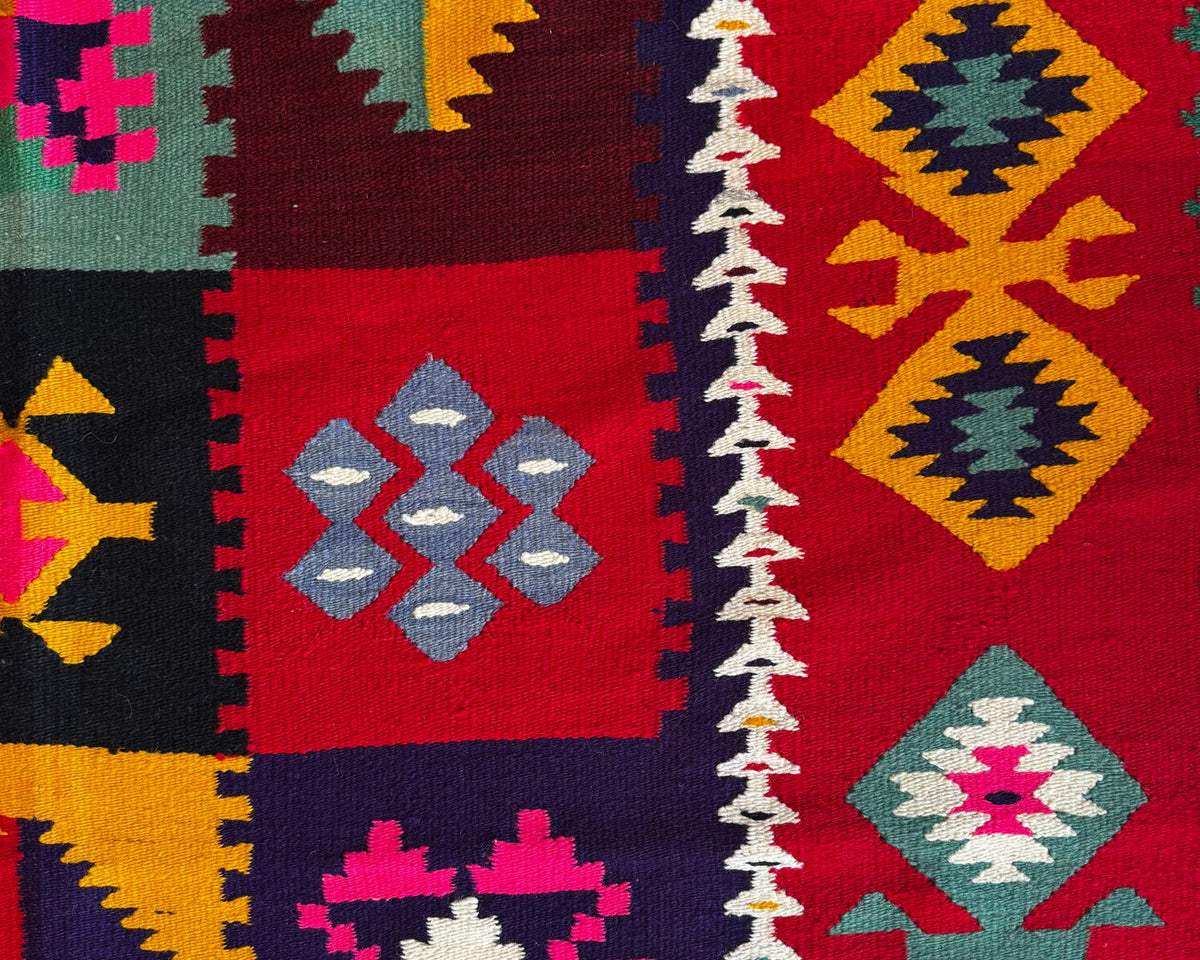 Old Geometric Romanian Kilim Runner, 345x147 cm, view 5