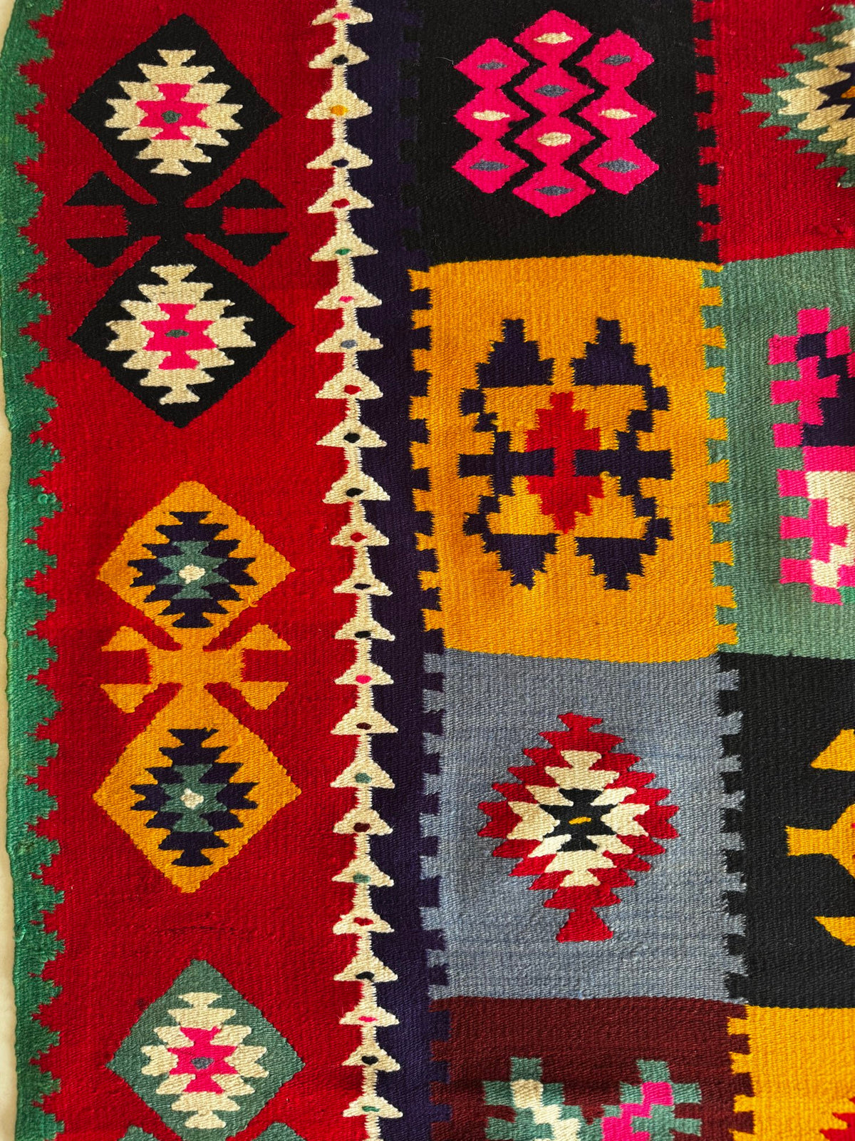 Old Geometric Romanian Kilim Runner, 345x147 cm, view 6