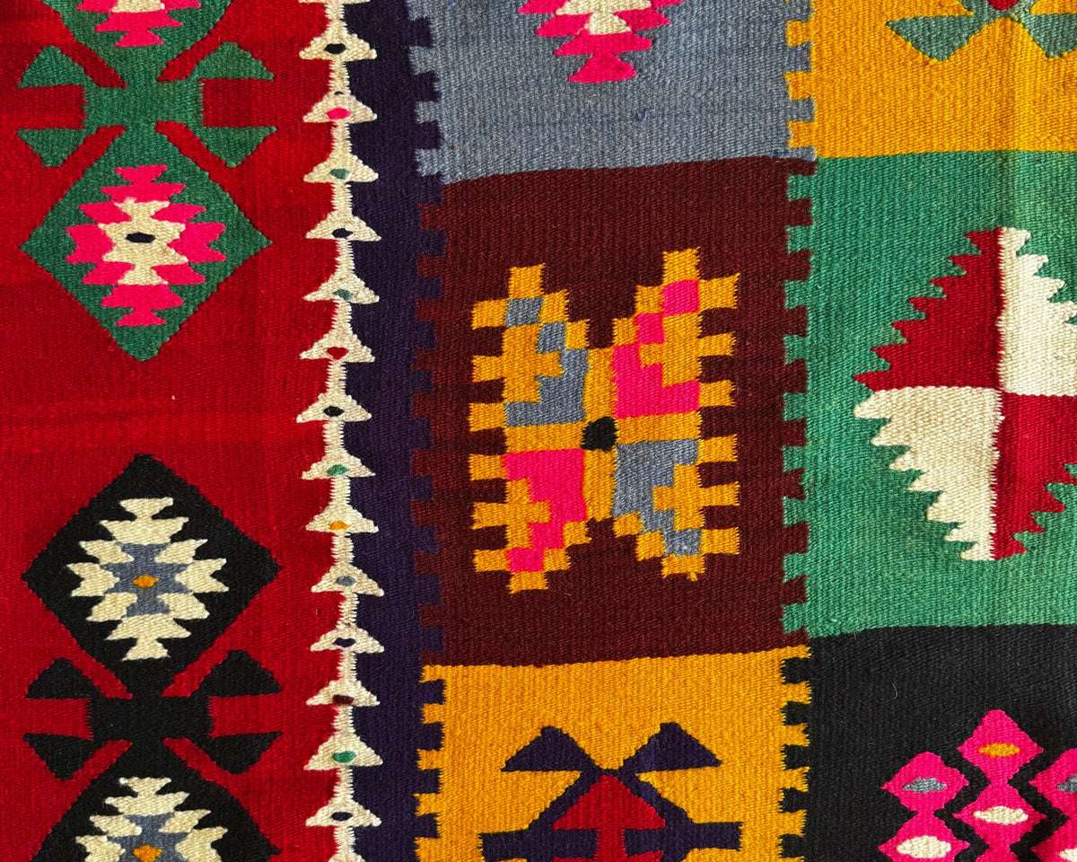 Old Geometric Romanian Kilim Runner, 345x147 cm, view 7