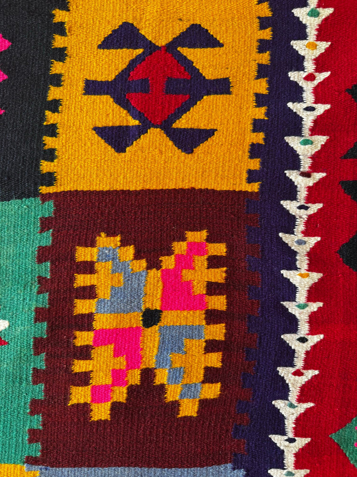 Old Geometric Romanian Kilim Runner, 345x147 cm, view 8