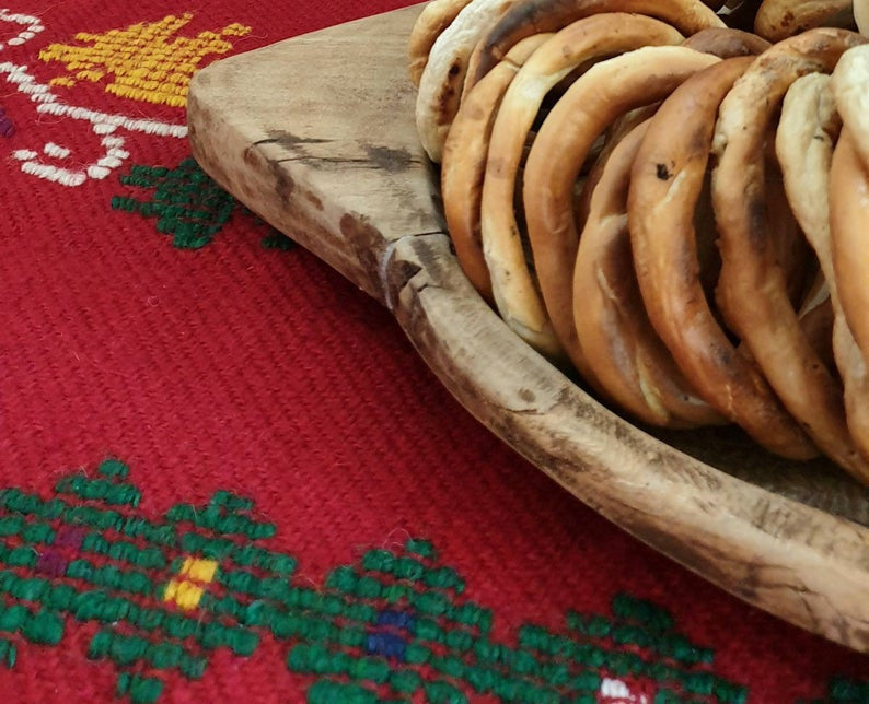 Old Red Romanian Wool Cerga Bedspread, 220x150 cm, view 3