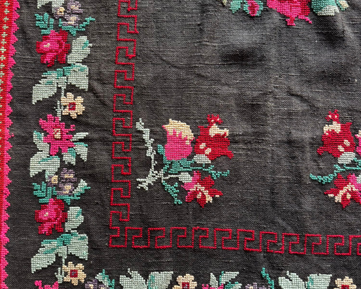Old Gray Floral Romanian Wool Rug, 205x125 cm, view 12