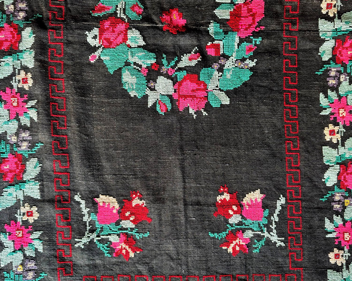 Old Gray Floral Romanian Wool Rug, 205x125 cm, view 15