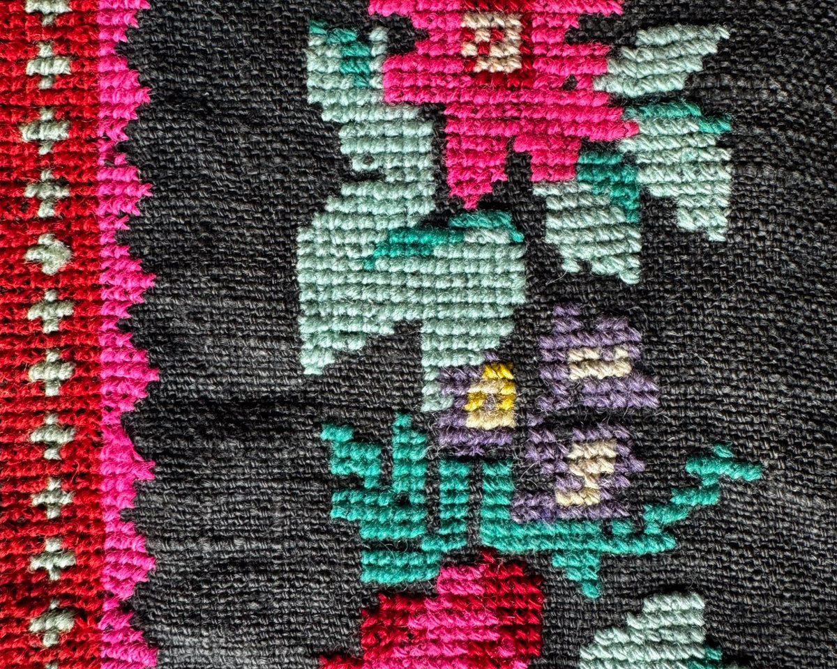 Old Gray Floral Romanian Wool Rug, 205x125 cm, view 5