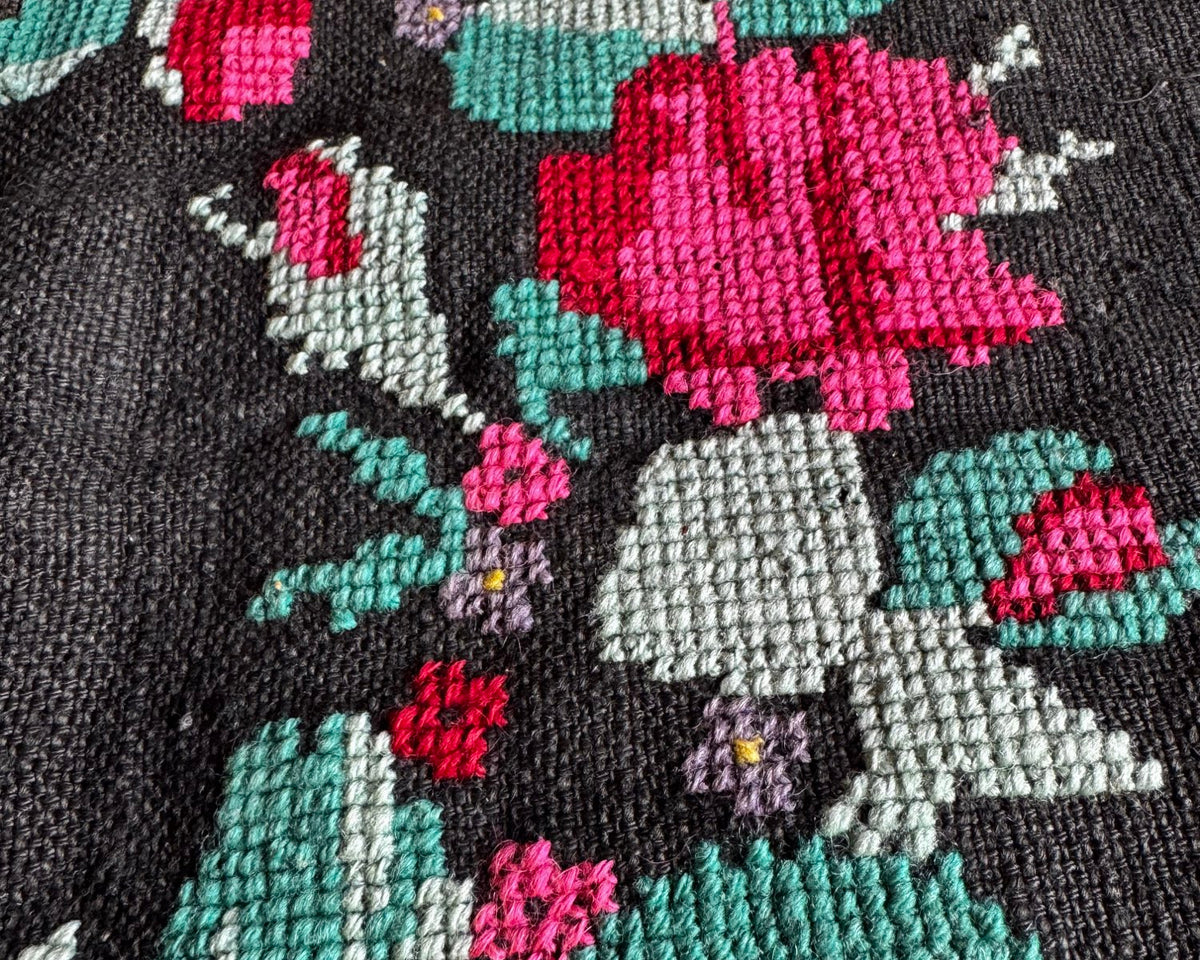 Old Gray Floral Romanian Wool Rug, 205x125 cm, view 6