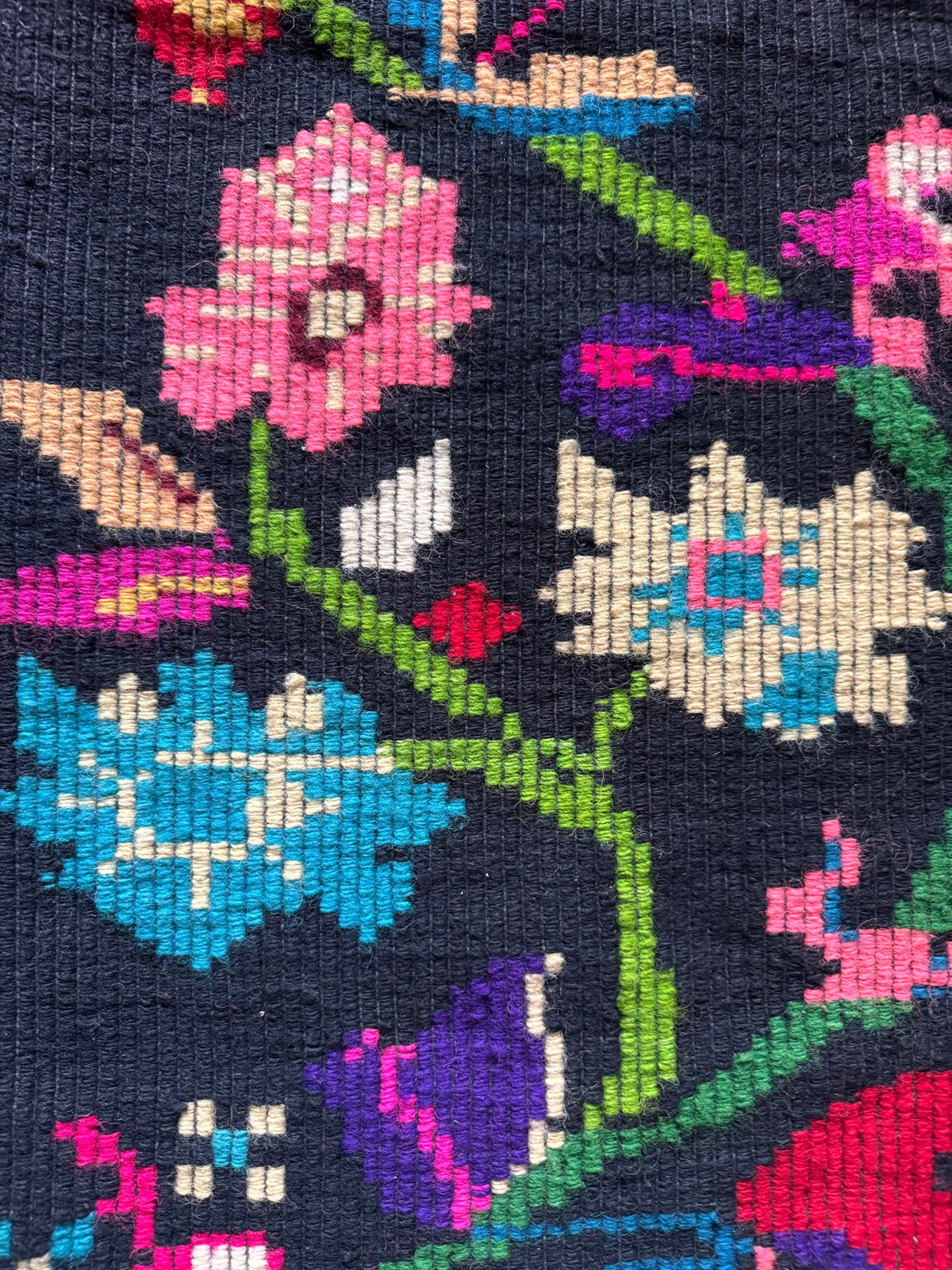 Handwoven Black Floral Oltenian Wool Rug, 180x153 cm, view 13