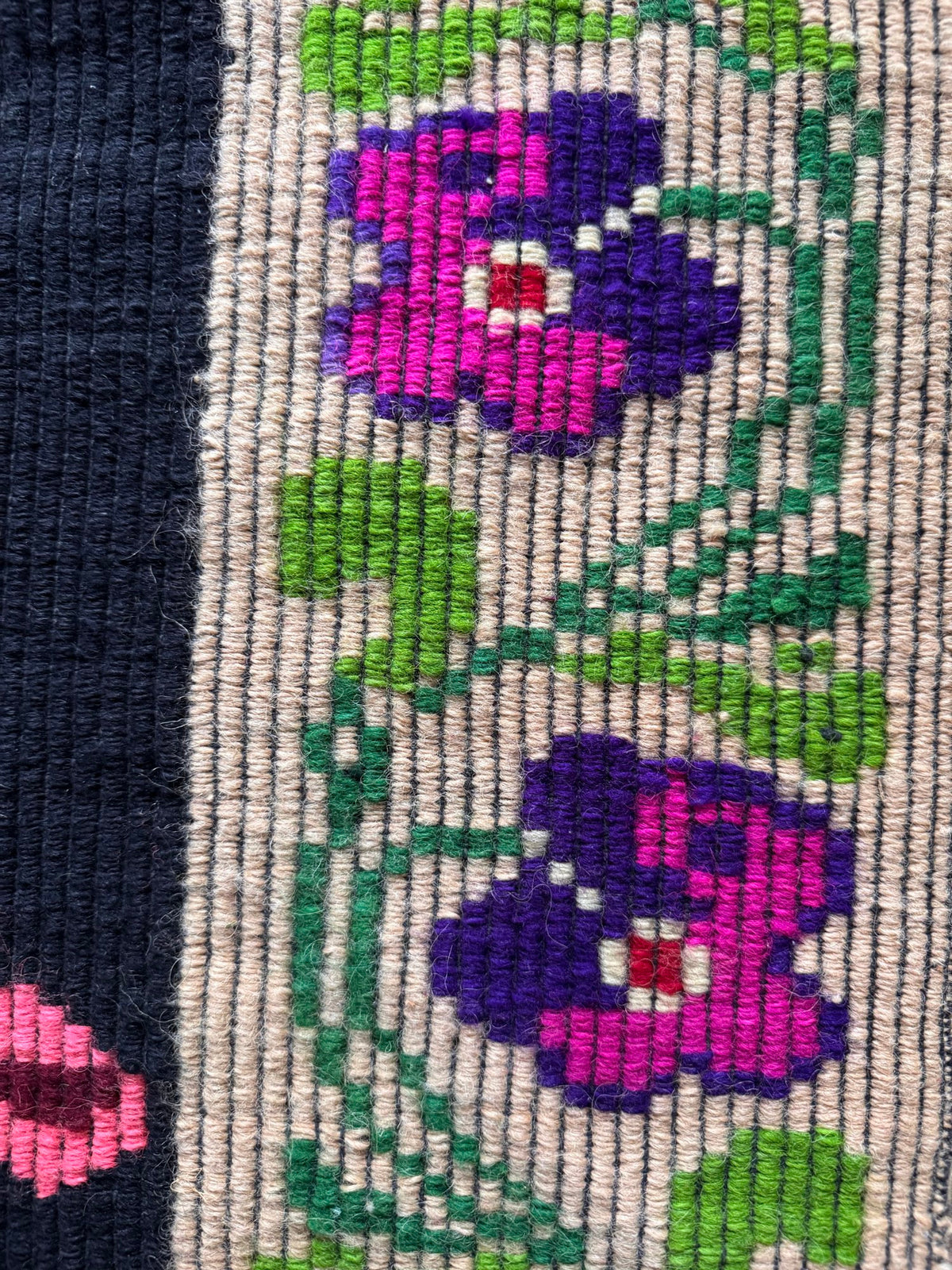 Handwoven Black Floral Oltenian Wool Rug, 180x153 cm, view 14