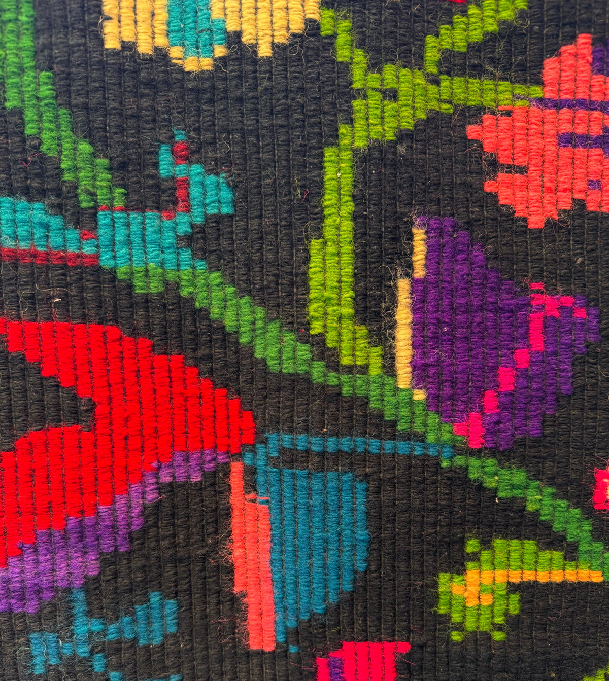 Handwoven Black Floral Oltenian Wool Rug, 180x153 cm, view 7
