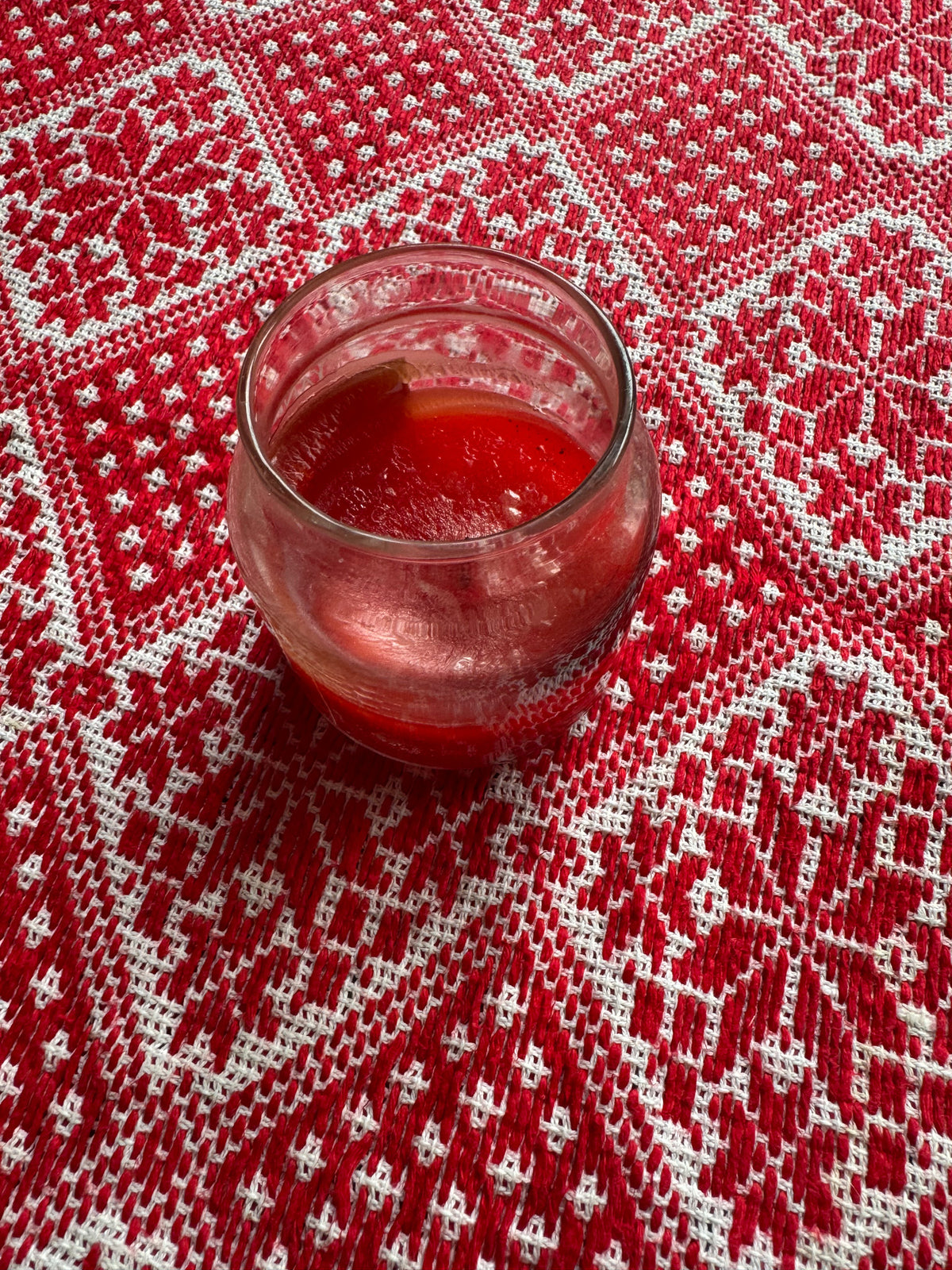 Red & White Cross-Stitch Romanian Tablecloth, 60x58 cm, view 2