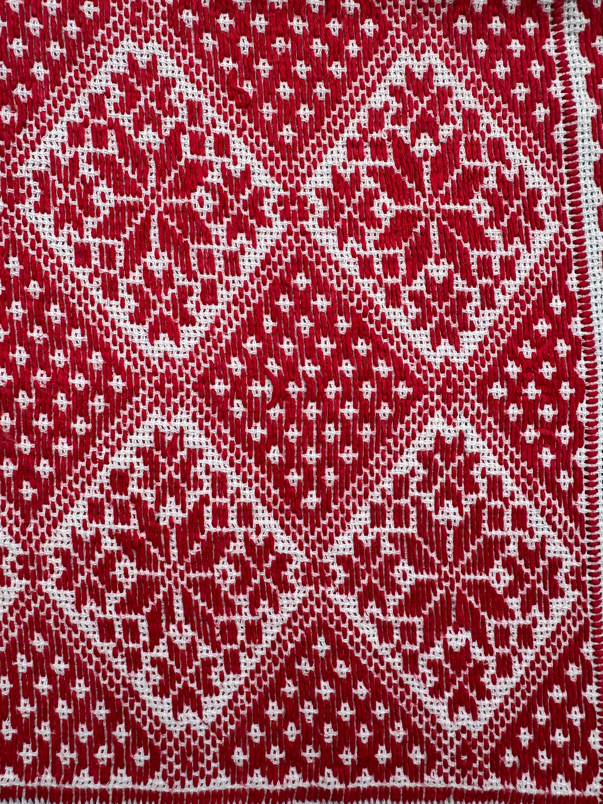 Red & White Cross-Stitch Romanian Tablecloth, 60x58 cm, view 8
