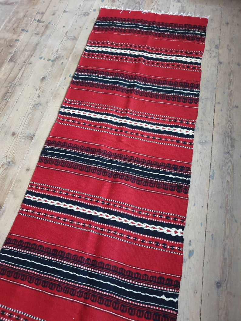 Red Wool Runner with 2 Pillow Cases Set, 257x80 cm, view 10