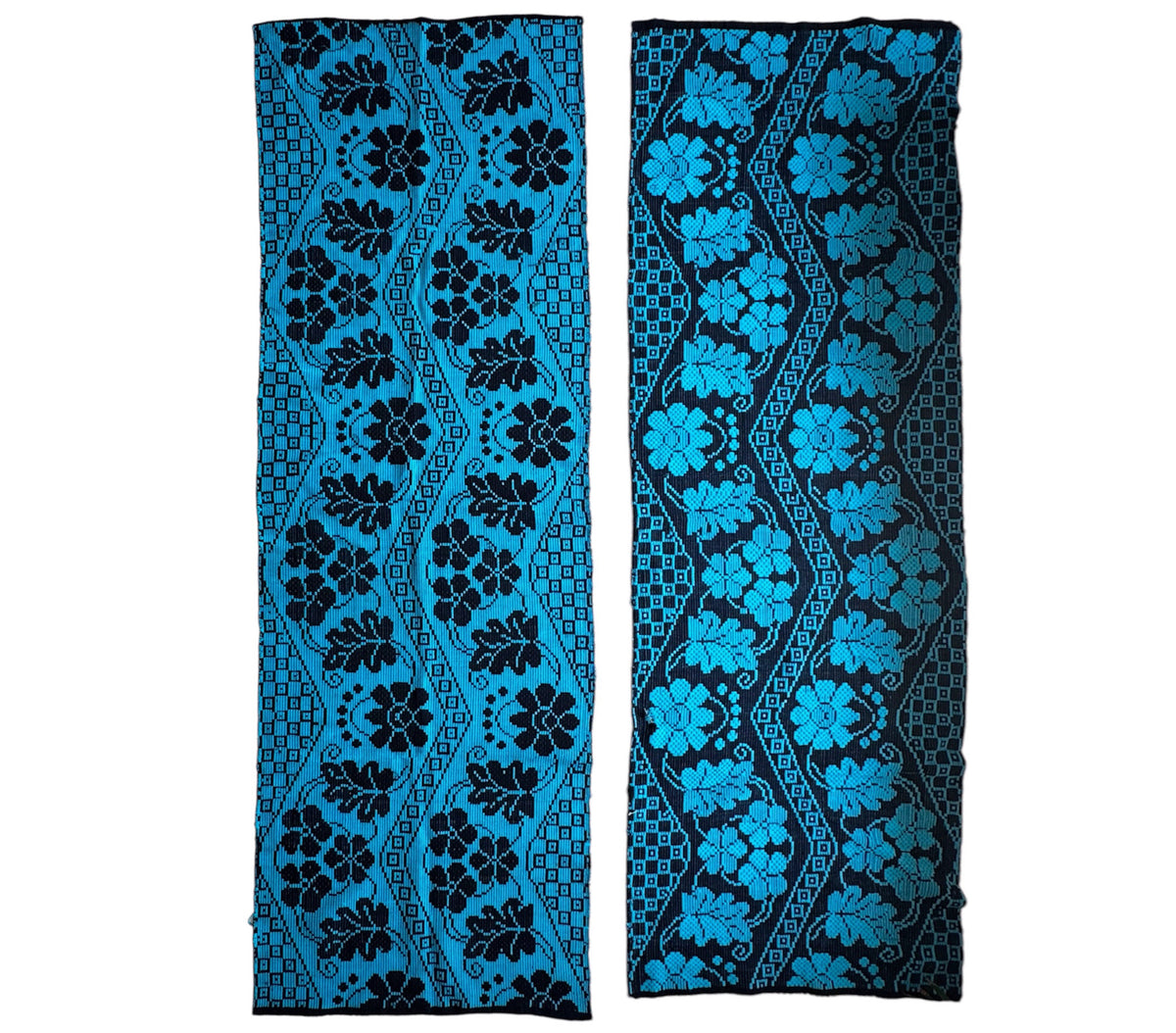 Handwoven Black Floral Romanian Runner Rug, 220x70 cm
