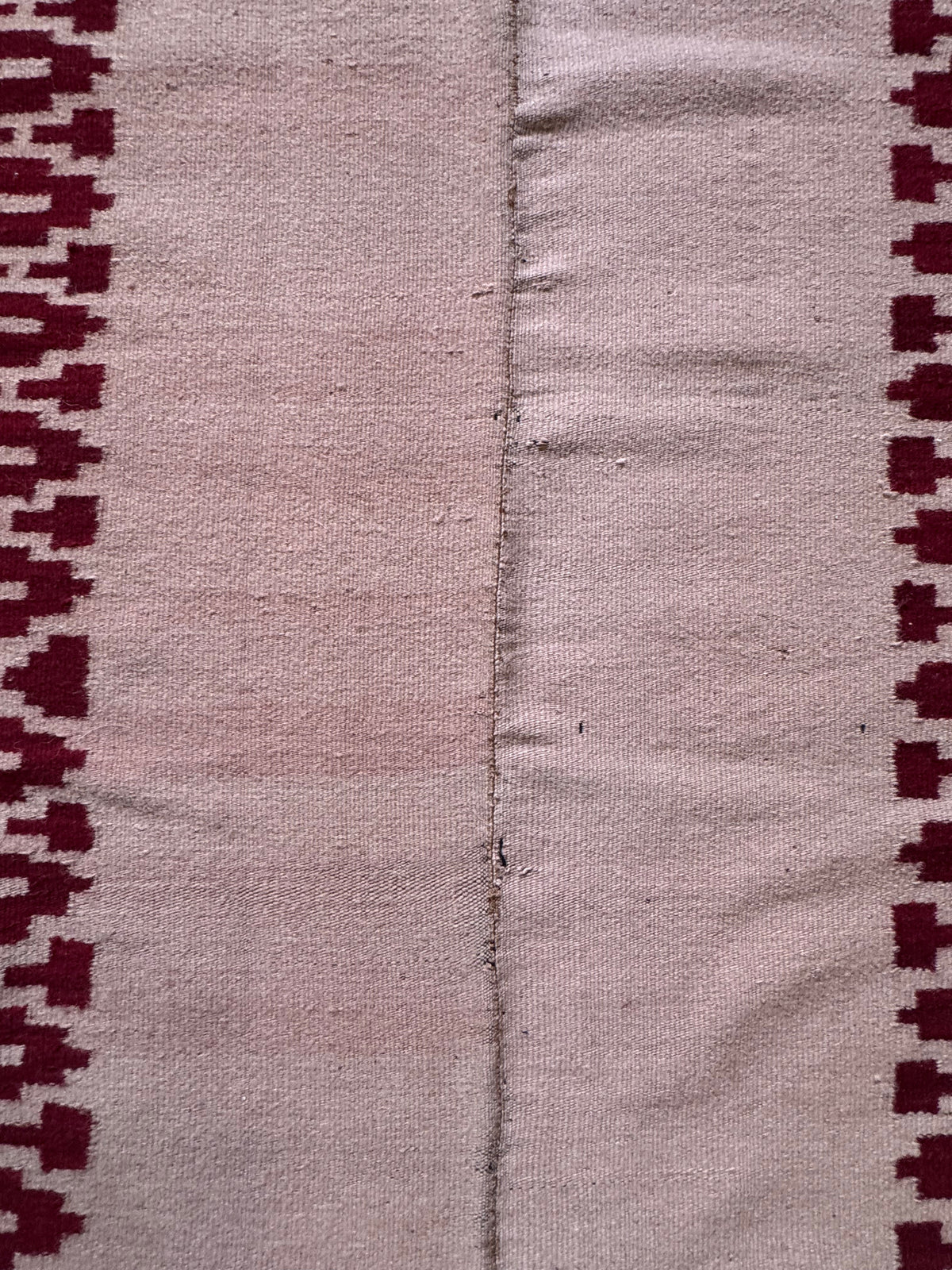 Vintage Beige Geometric Romanian Wool Rug, 185x148 cm, view 9