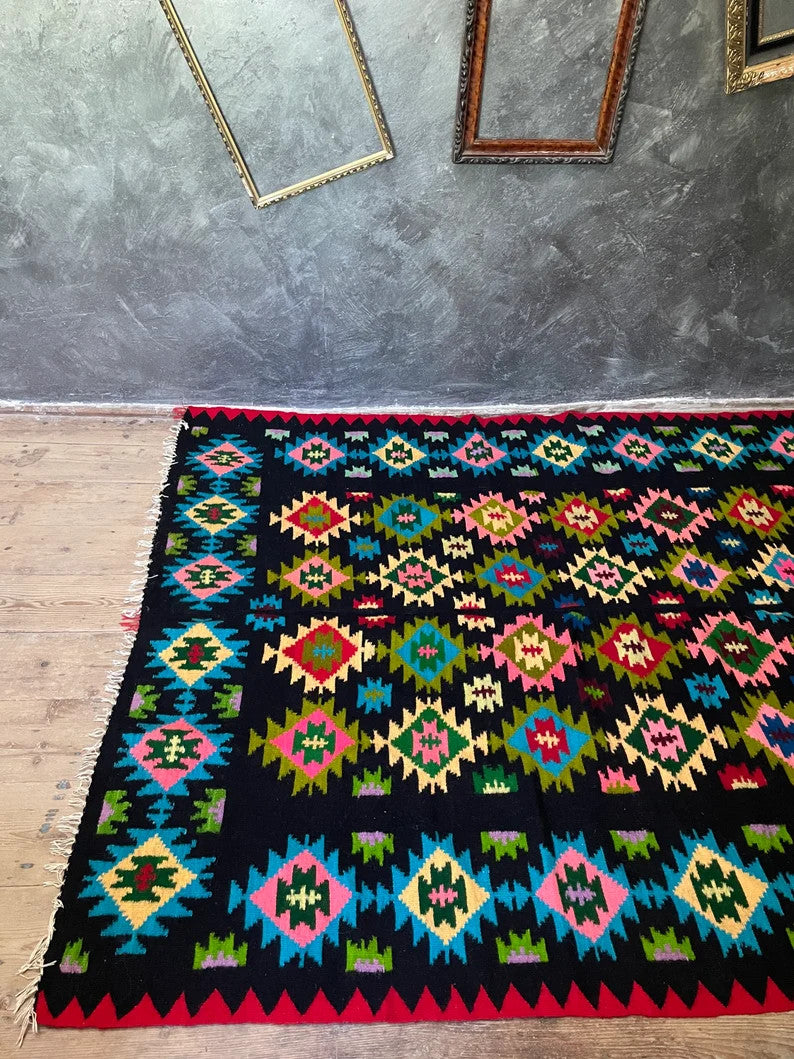 Vintage Geometric Romanian Wool Kilim Rug, 250x172 cm, view 3