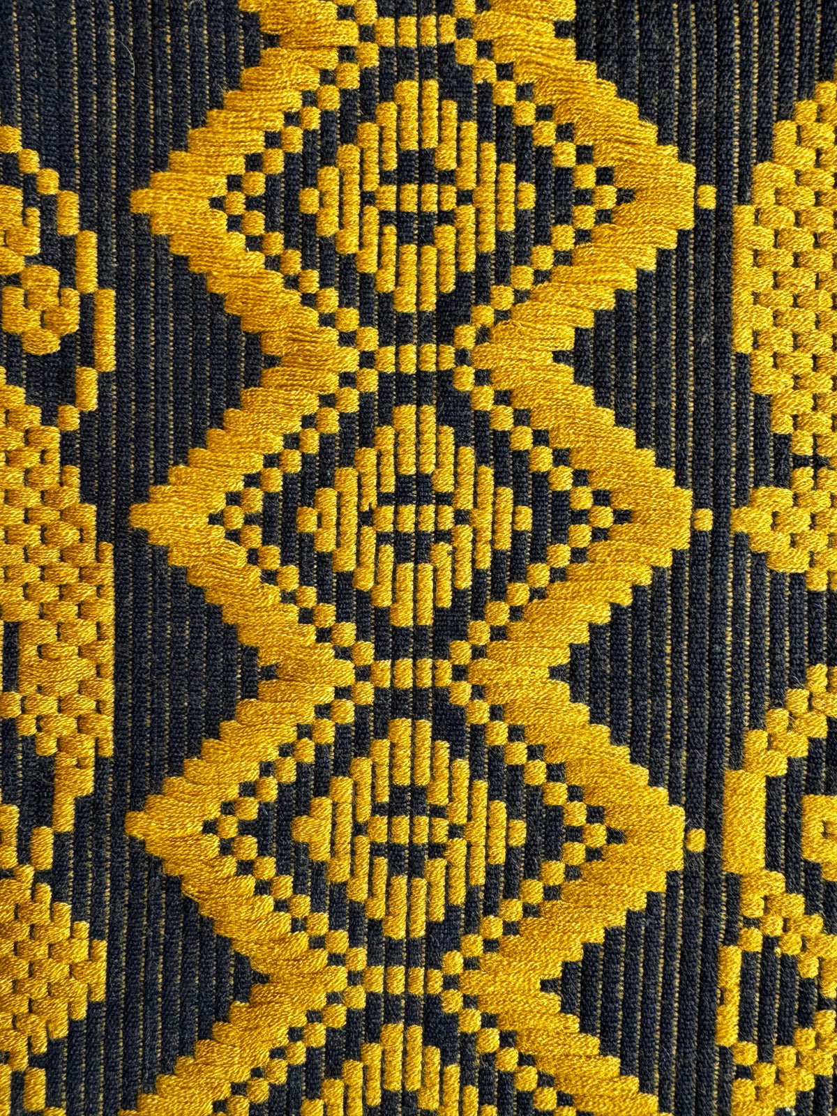 Handwoven Mustard & Black Floral Romanian Rug, 175x140 cm, view 10