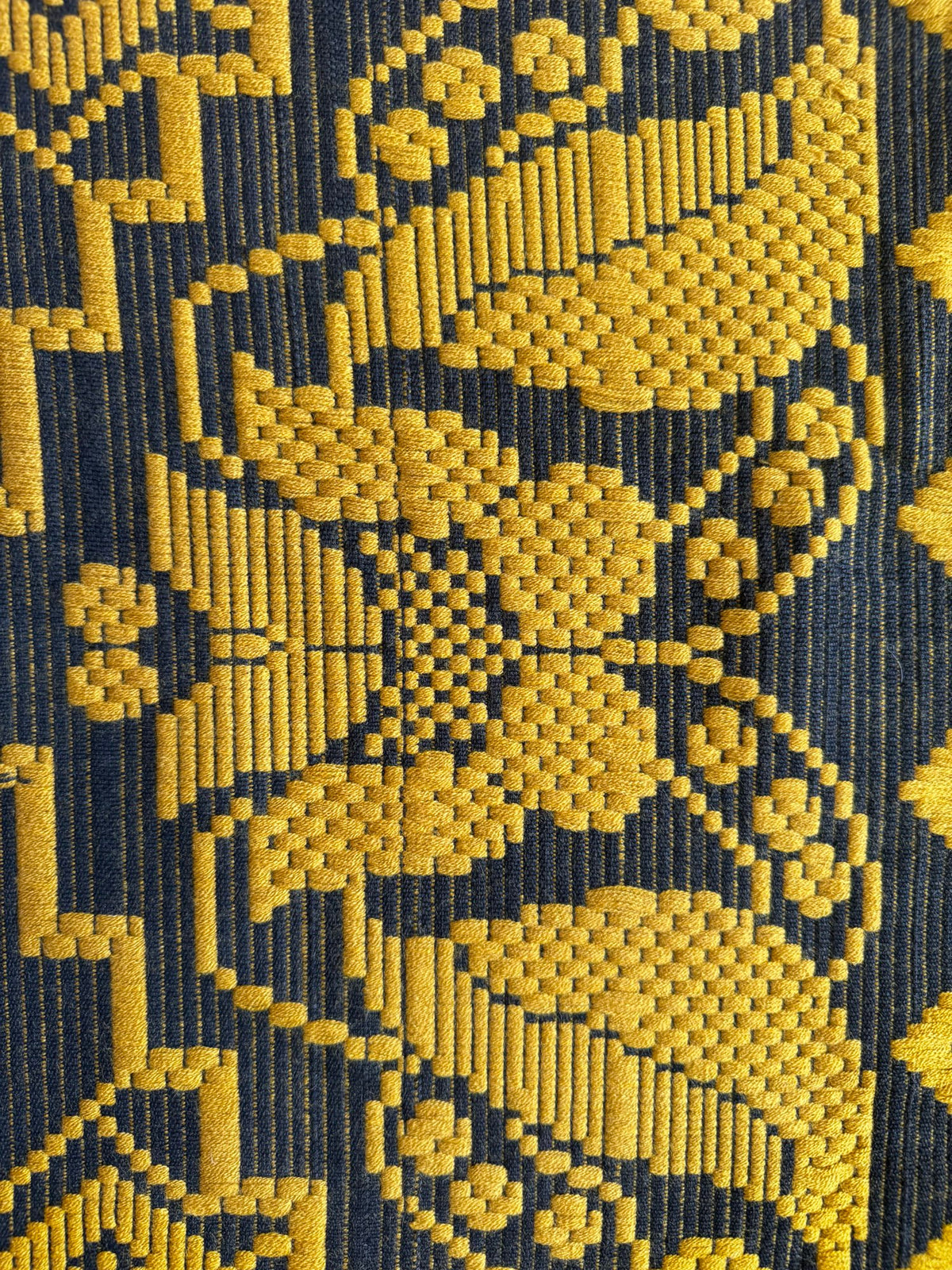 Handwoven Mustard & Black Floral Romanian Rug, 175x140 cm, view 7