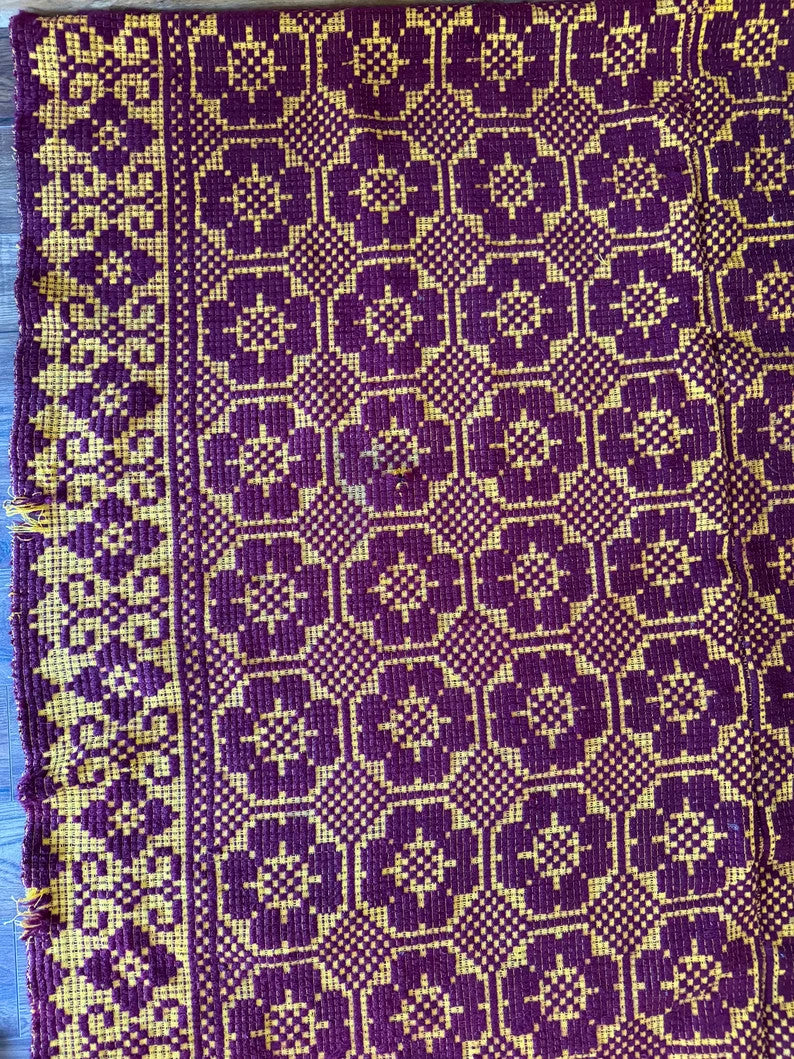 Vintage Brown Geometric Romanian Wool Rug, 197x148 cm, view 8