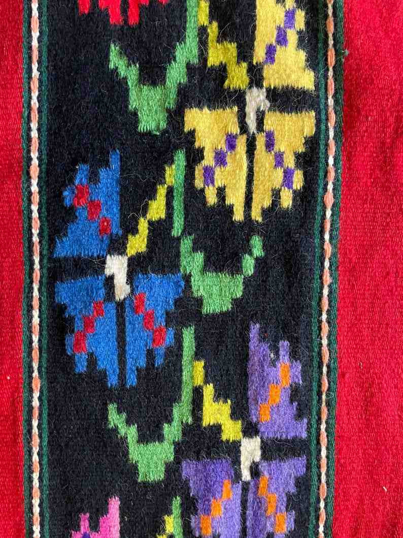 Handwoven Red Floral Romanian Wool Rug, 230x161 cm, view 6