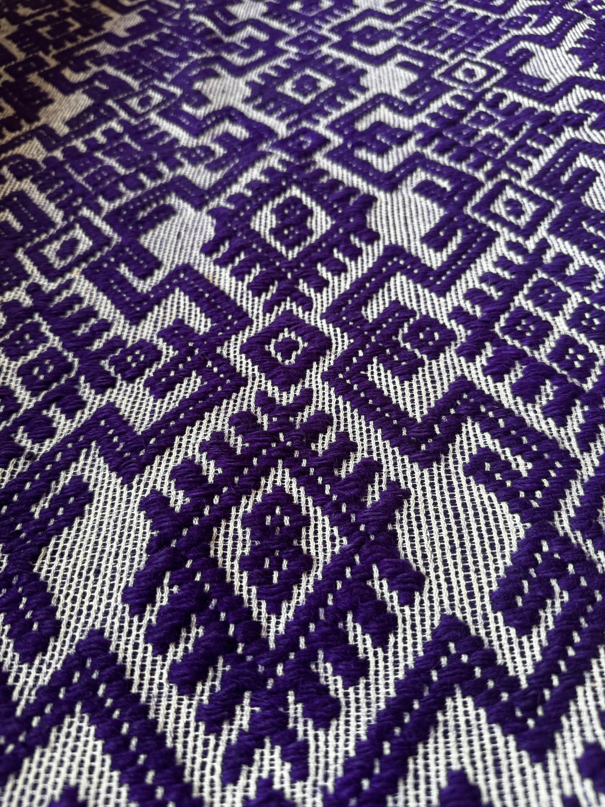 Handwoven Purple Geometric Romanian Wool Rug, 190x135 cm, view 8