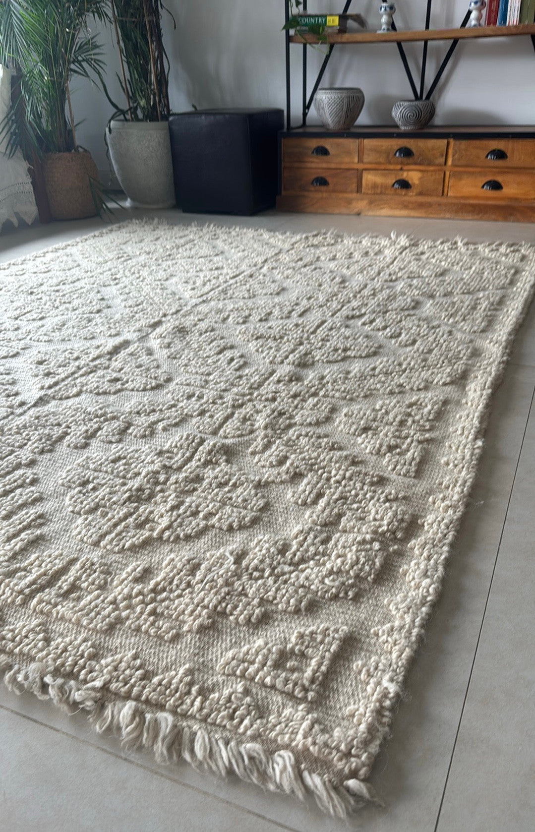 Handwoven Geometric Romanian Wool Rug, 223x183 cm, view 14