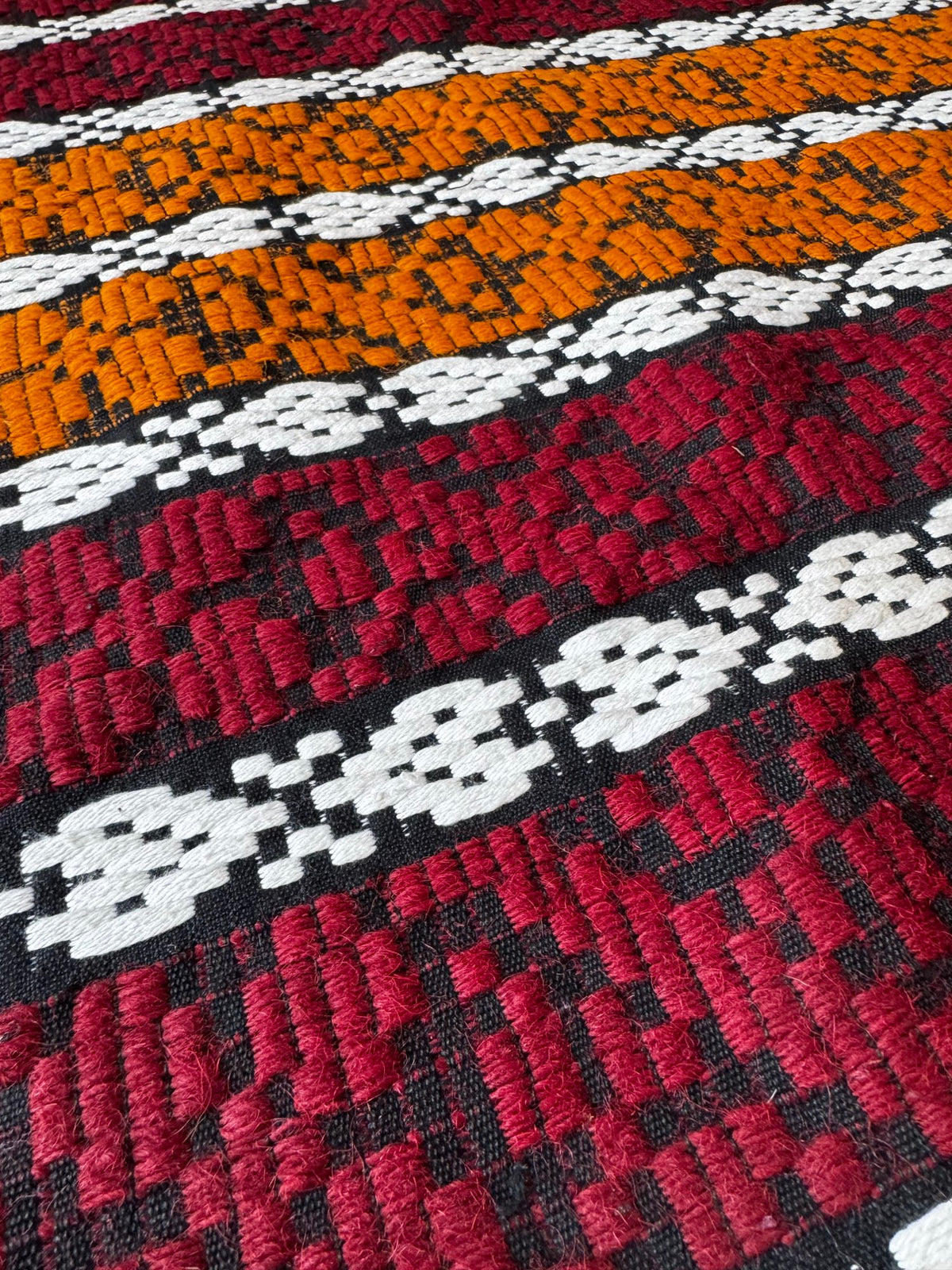 Handwoven Striped Romanian Wool Rug, 195x130 cm, view 10