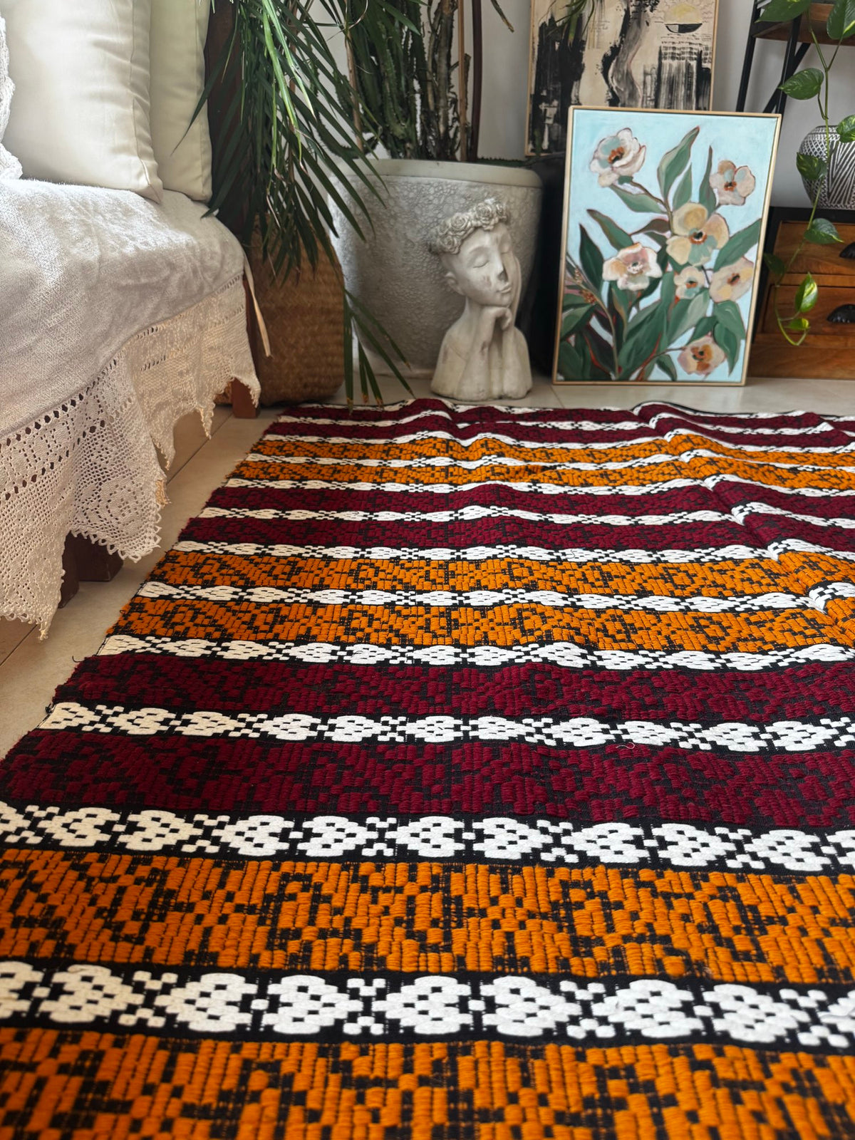 Handwoven Striped Romanian Wool Rug, 195x130 cm, view 2