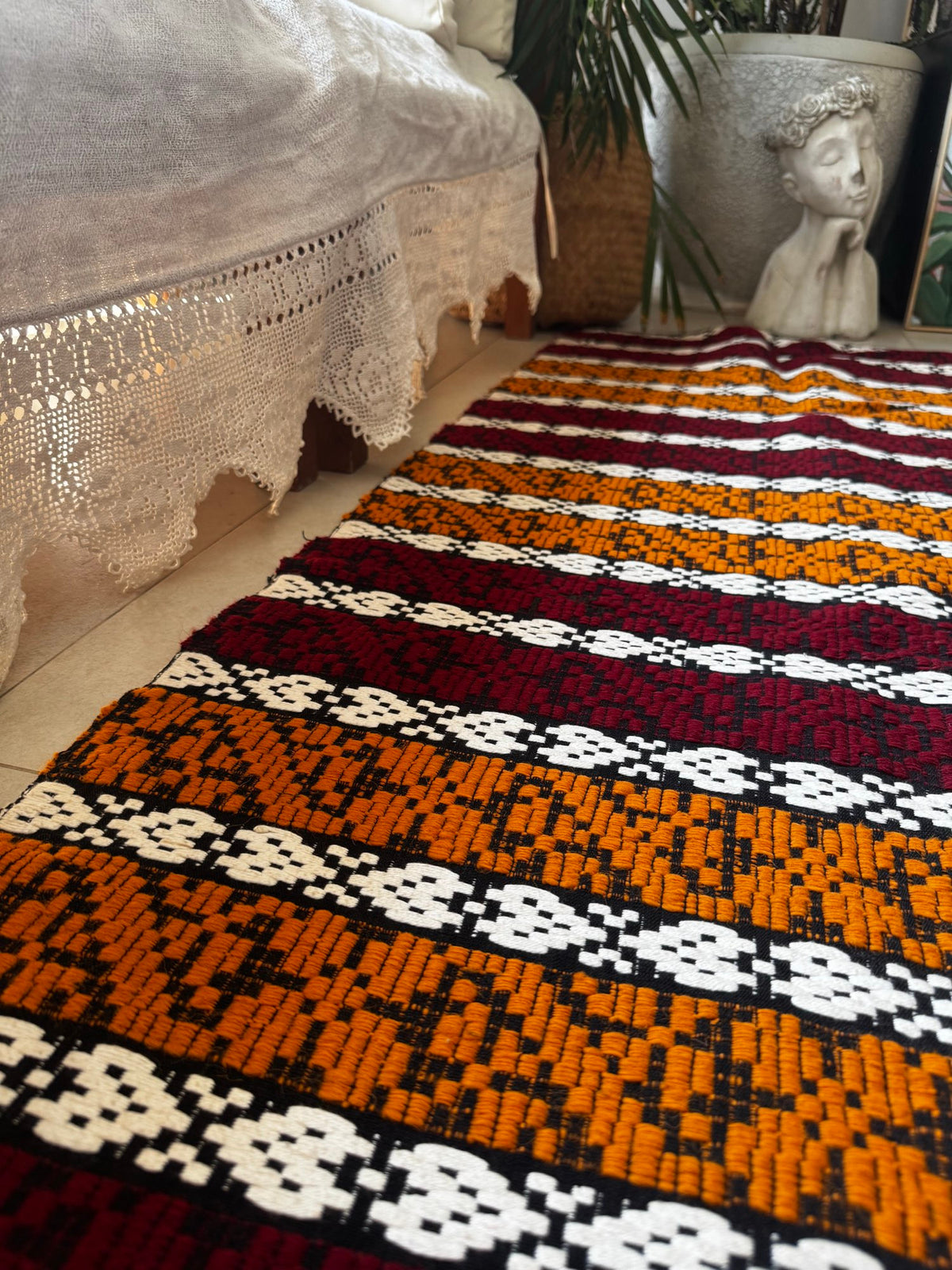 Handwoven Striped Romanian Wool Rug, 195x130 cm, view 4