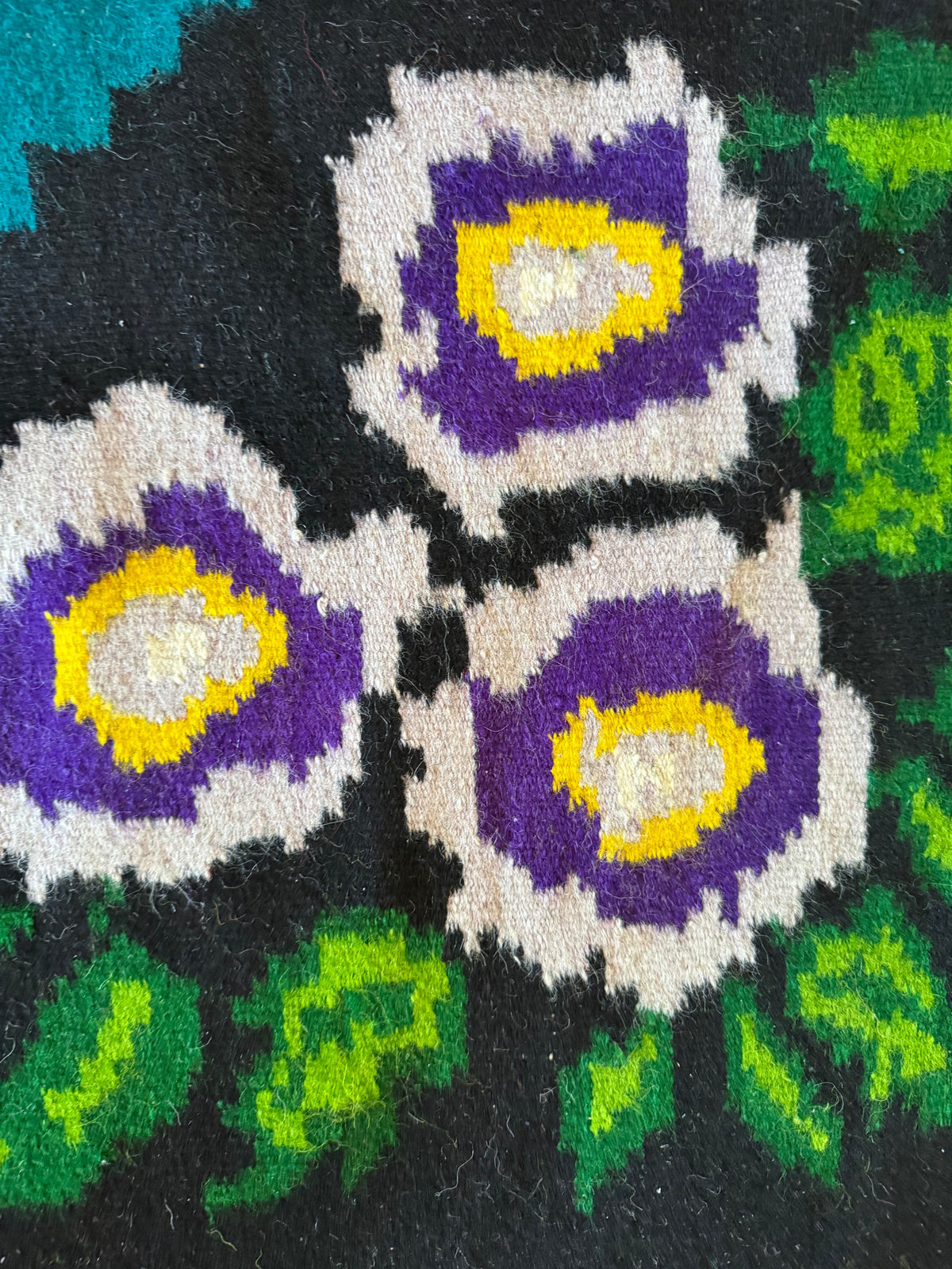 Handwoven Blue Floral Romanian Wool Runner Rug, 285x106 cm, view 8