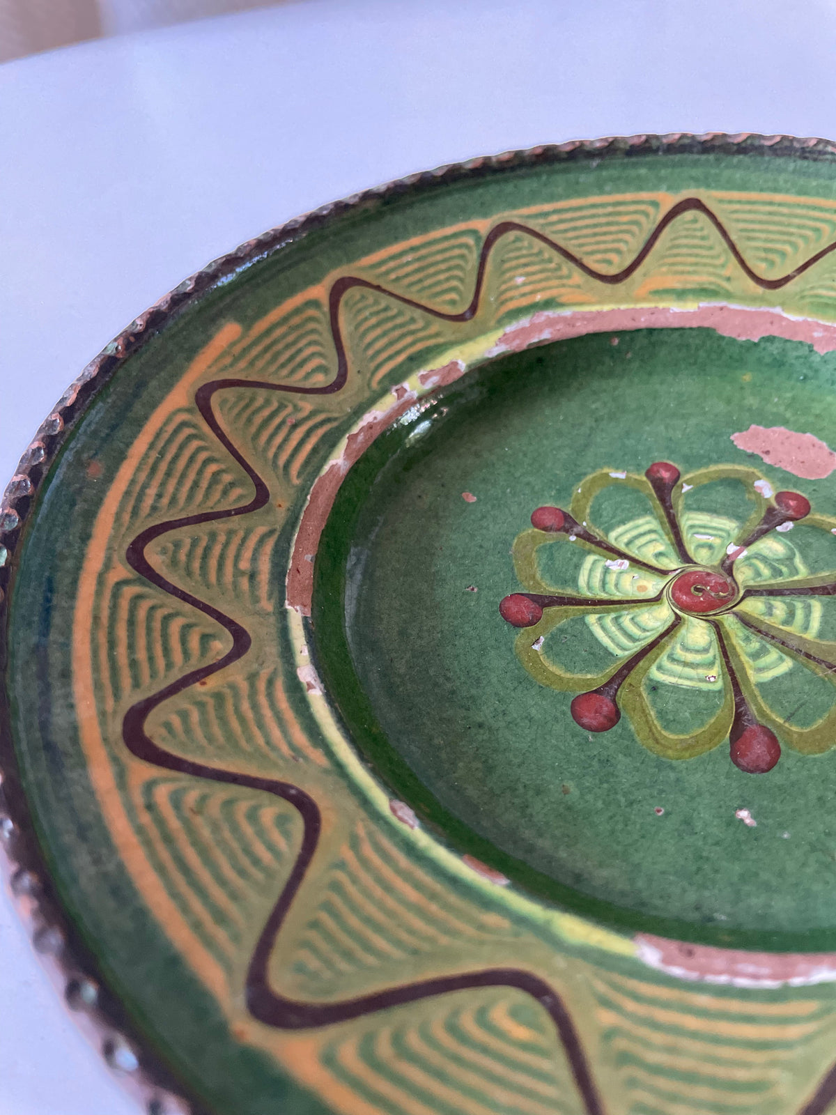 Green Horezu Painted Clay Plate, 17.5 cm, view 3