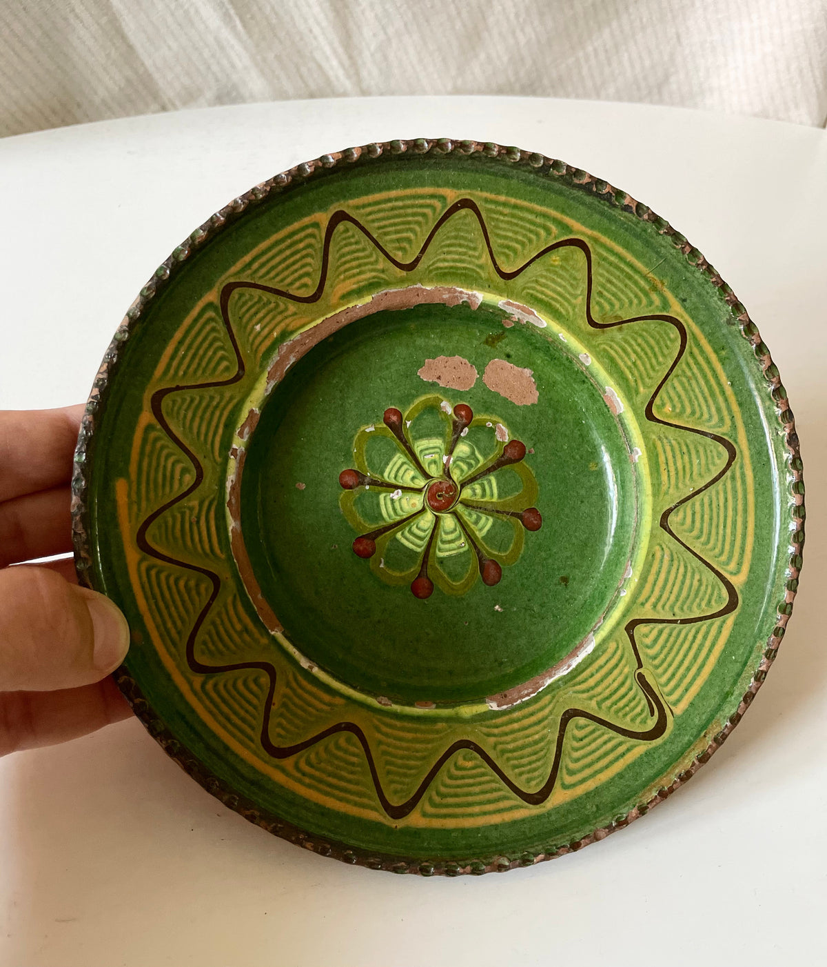 Green Horezu Painted Clay Plate, 17.5 cm, view 7