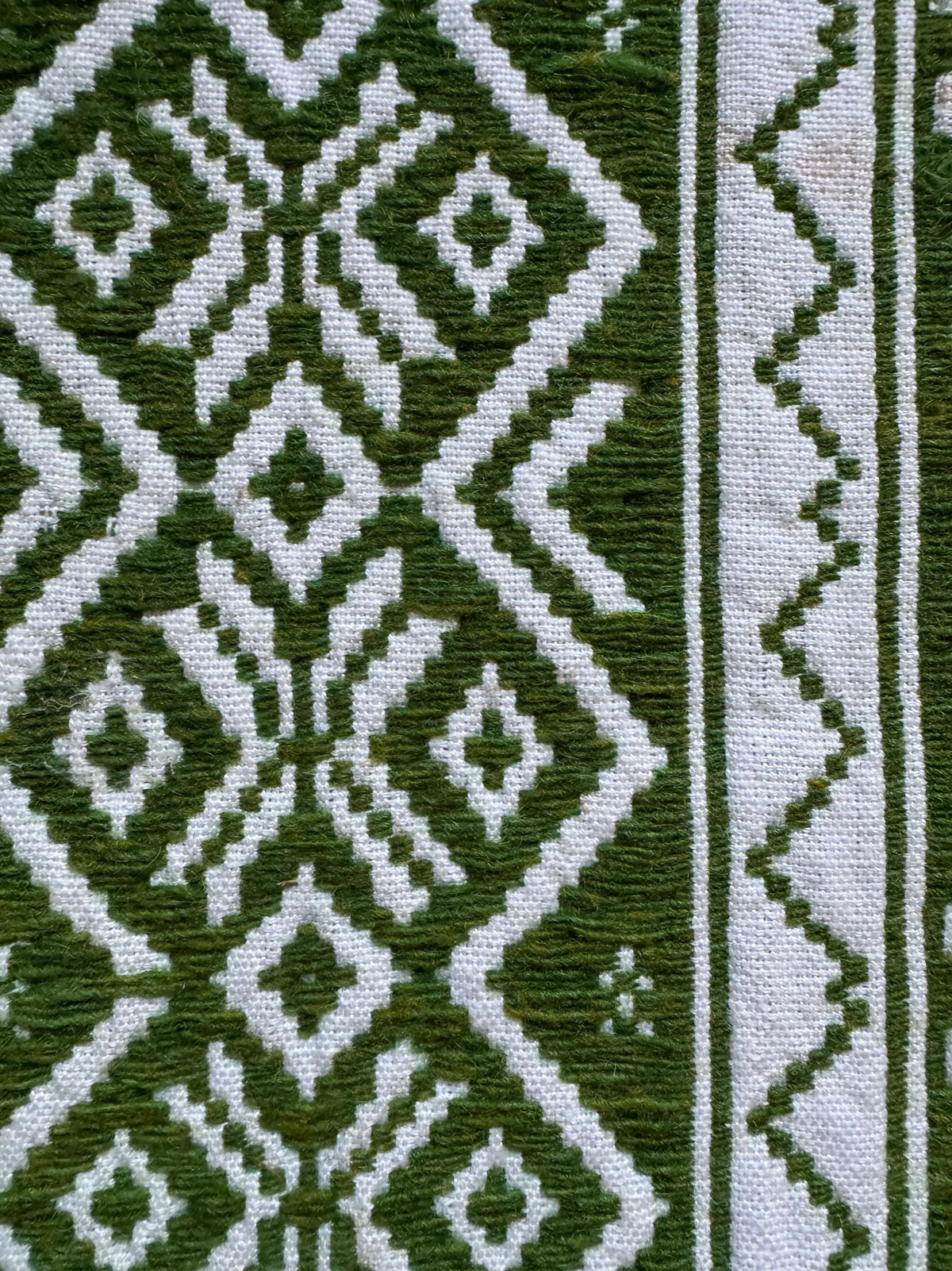Vintage Green Geometric Romanian Wool Rug, 177x140 cm, view 11