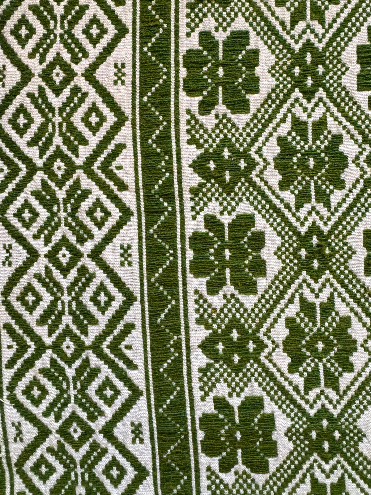 Vintage Green Geometric Romanian Wool Rug, 177x140 cm, view 7