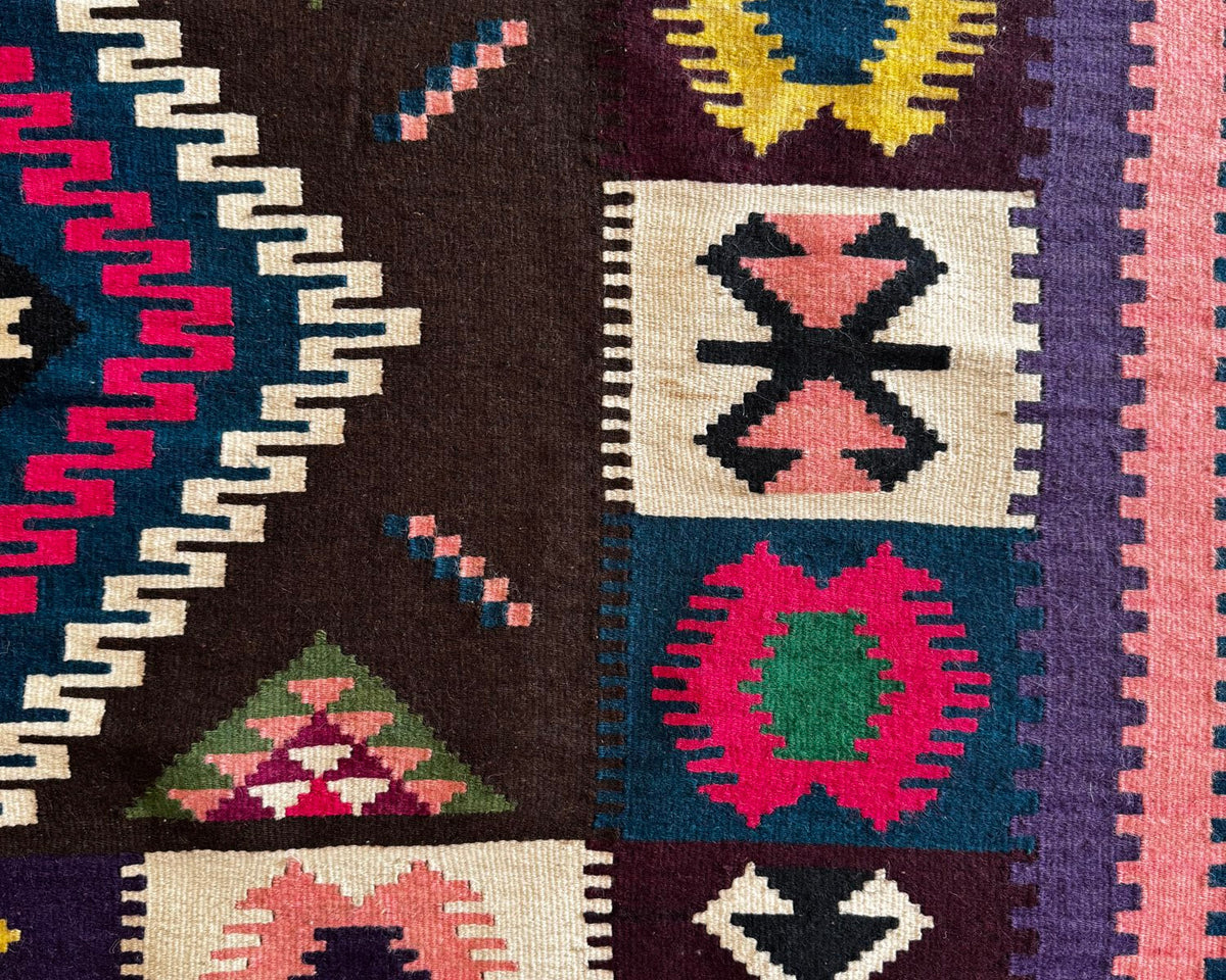 Vintage Reversible Banat Folk Wool Kilim, 210x150 cm, view 12