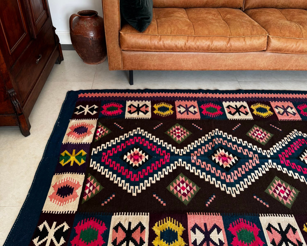 Vintage Reversible Banat Folk Wool Kilim, 210x150 cm, view 13