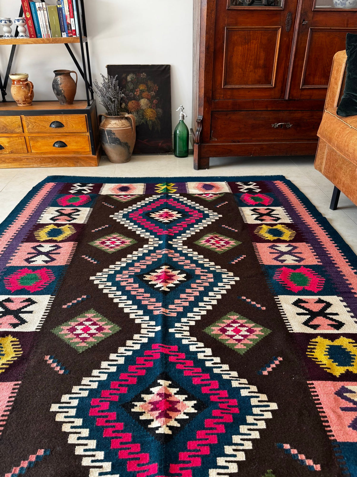 Vintage Reversible Banat Folk Wool Kilim, 210x150 cm, view 15