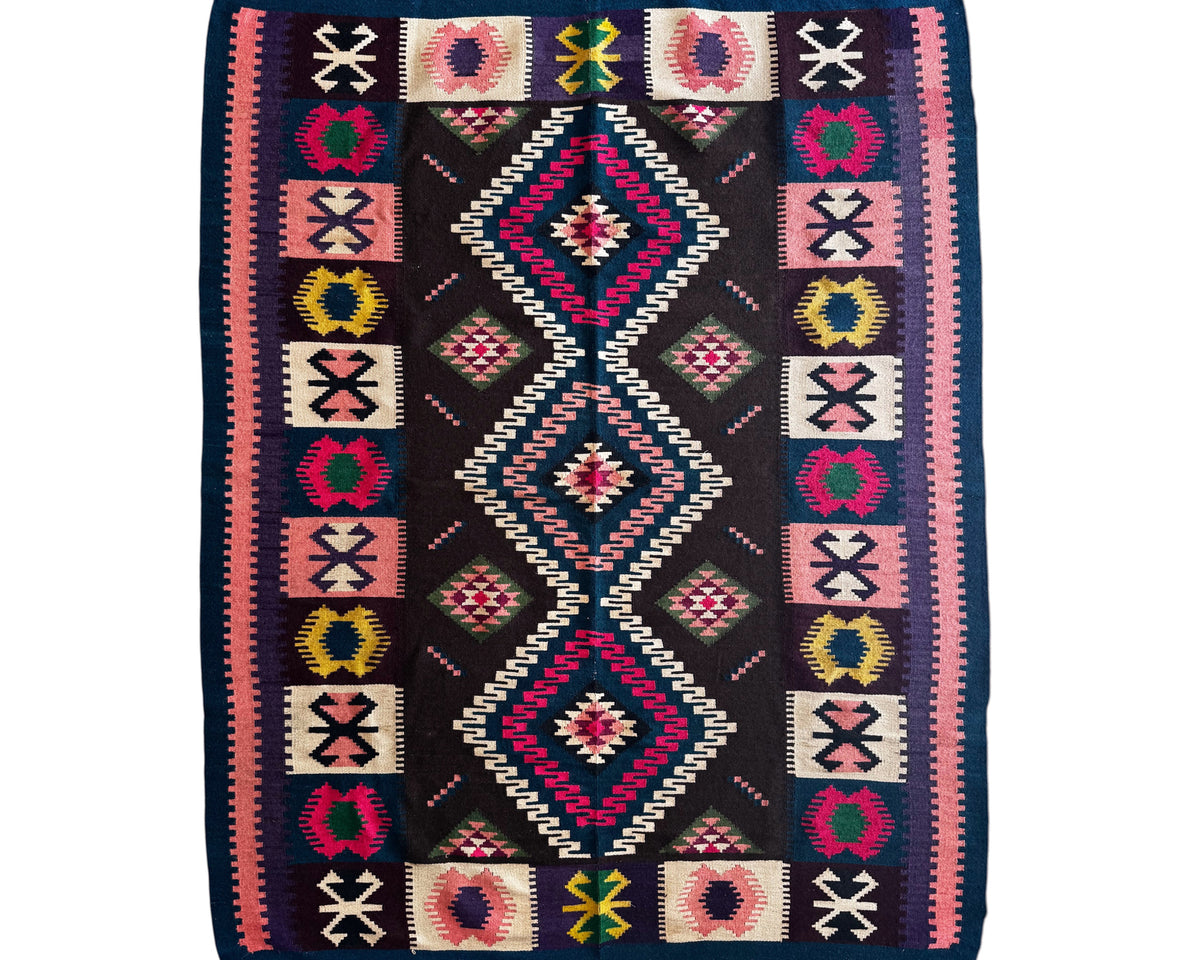 Vintage Reversible Banat Folk Wool Kilim, 210x150 cm, view 2