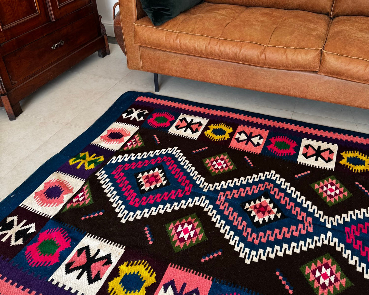 Vintage Reversible Banat Folk Wool Kilim, 210x150 cm, view 4