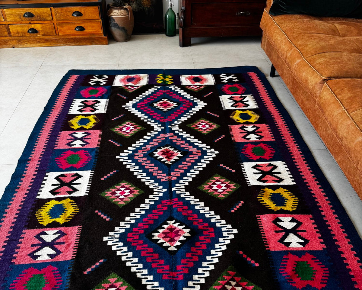 Vintage Reversible Banat Folk Wool Kilim, 210x150 cm, view 5
