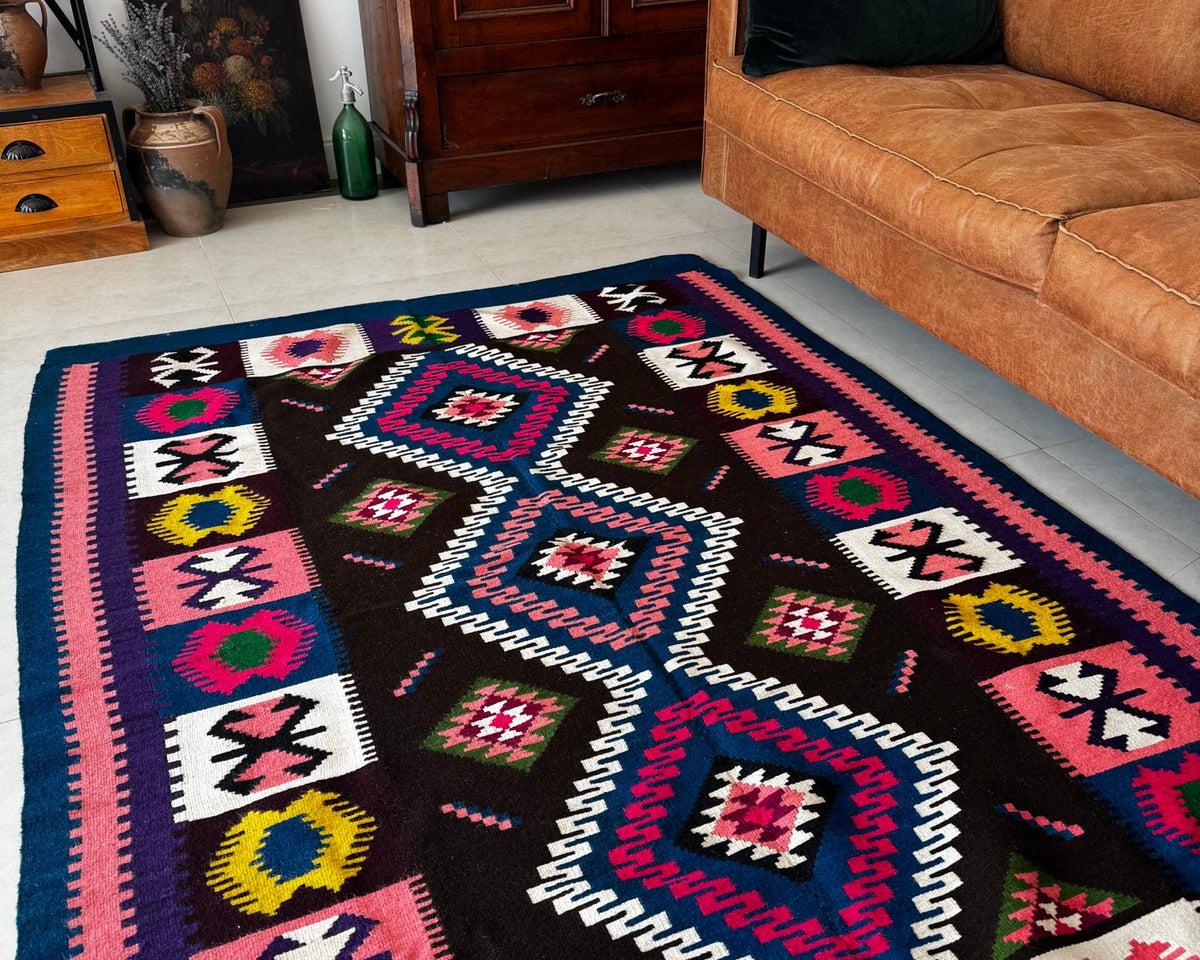 Vintage Reversible Banat Folk Wool Kilim, 210x150 cm, view 6