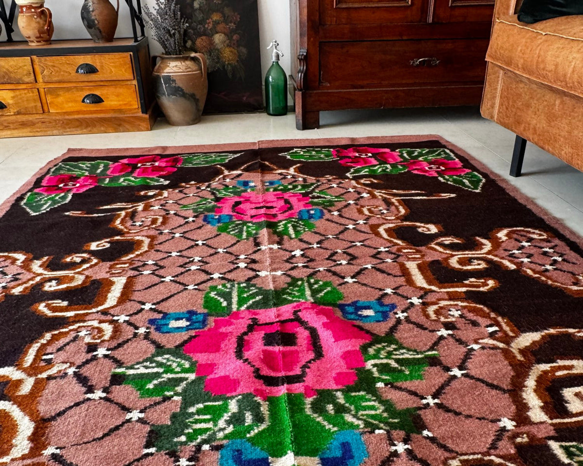 Vintage Floral Banat Wool Rug, 190x150 cm, view 10