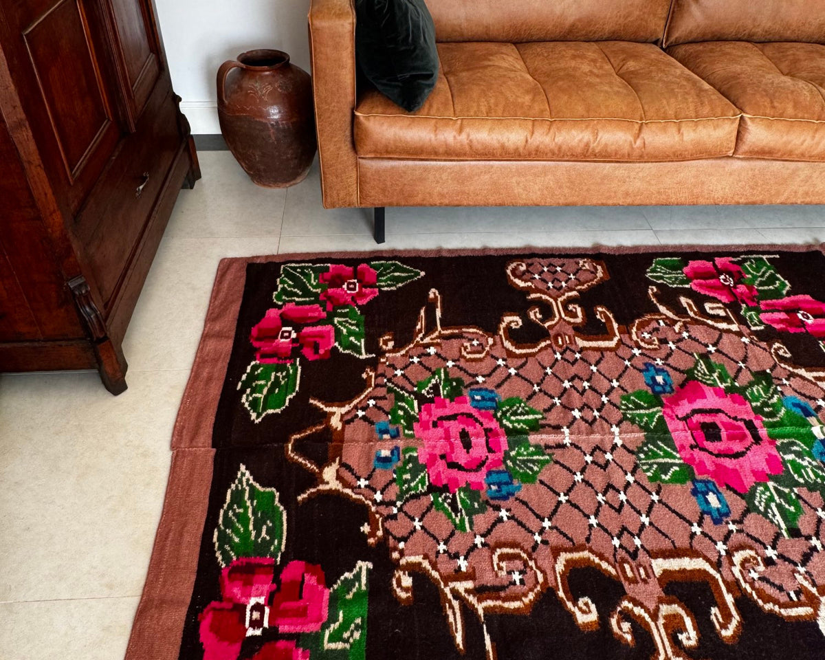 Vintage Floral Banat Wool Rug, 190x150 cm, view 12