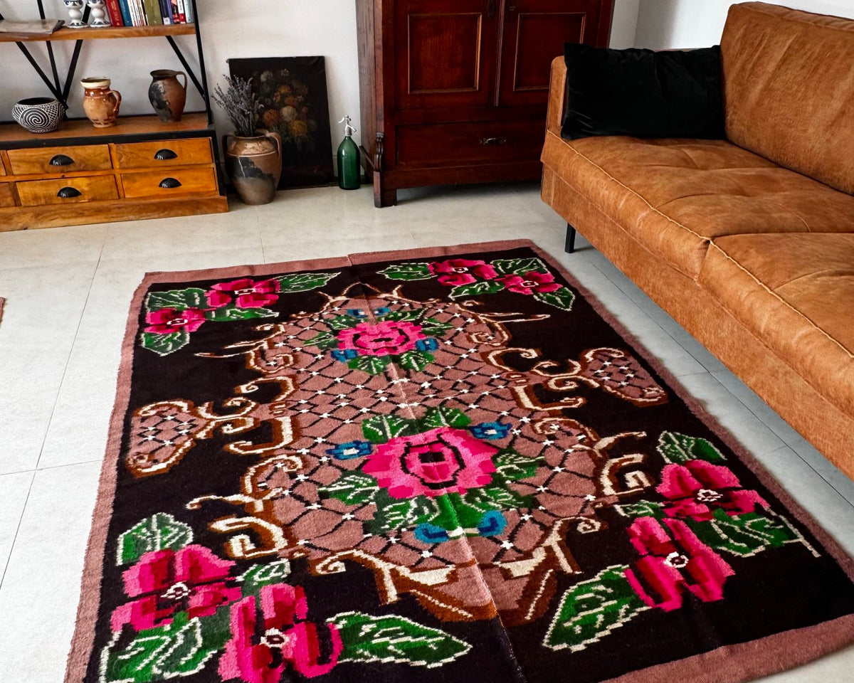 Vintage Floral Banat Wool Rug, 190x150 cm, view 14