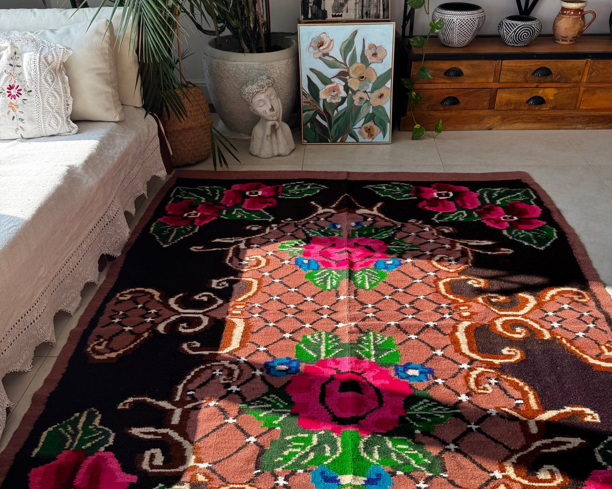 Vintage Floral Banat Wool Rug, 190x150 cm, view 5
