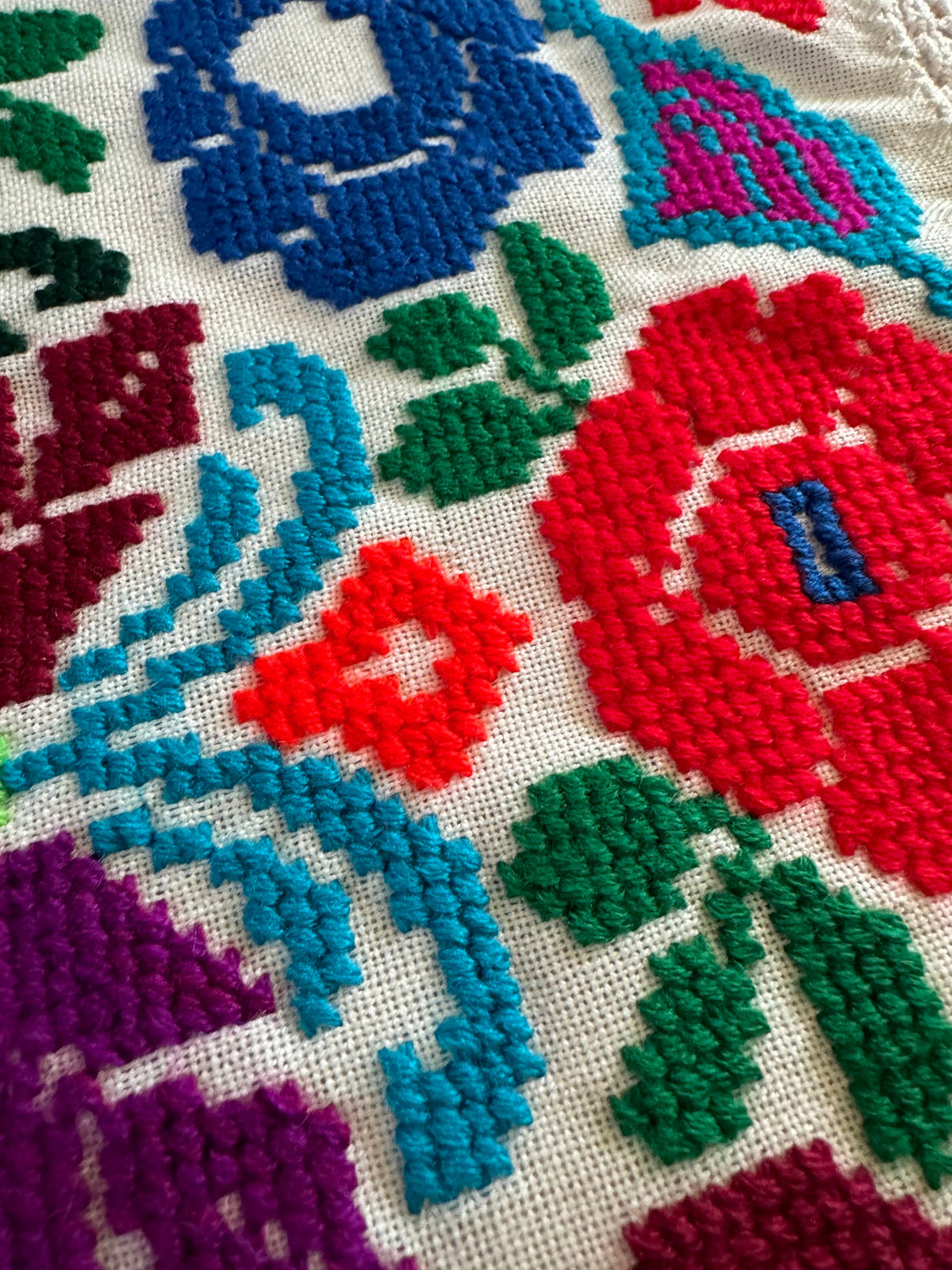 Vintage Colourful Folk Towel with Lace, 160x33 cm, view 8